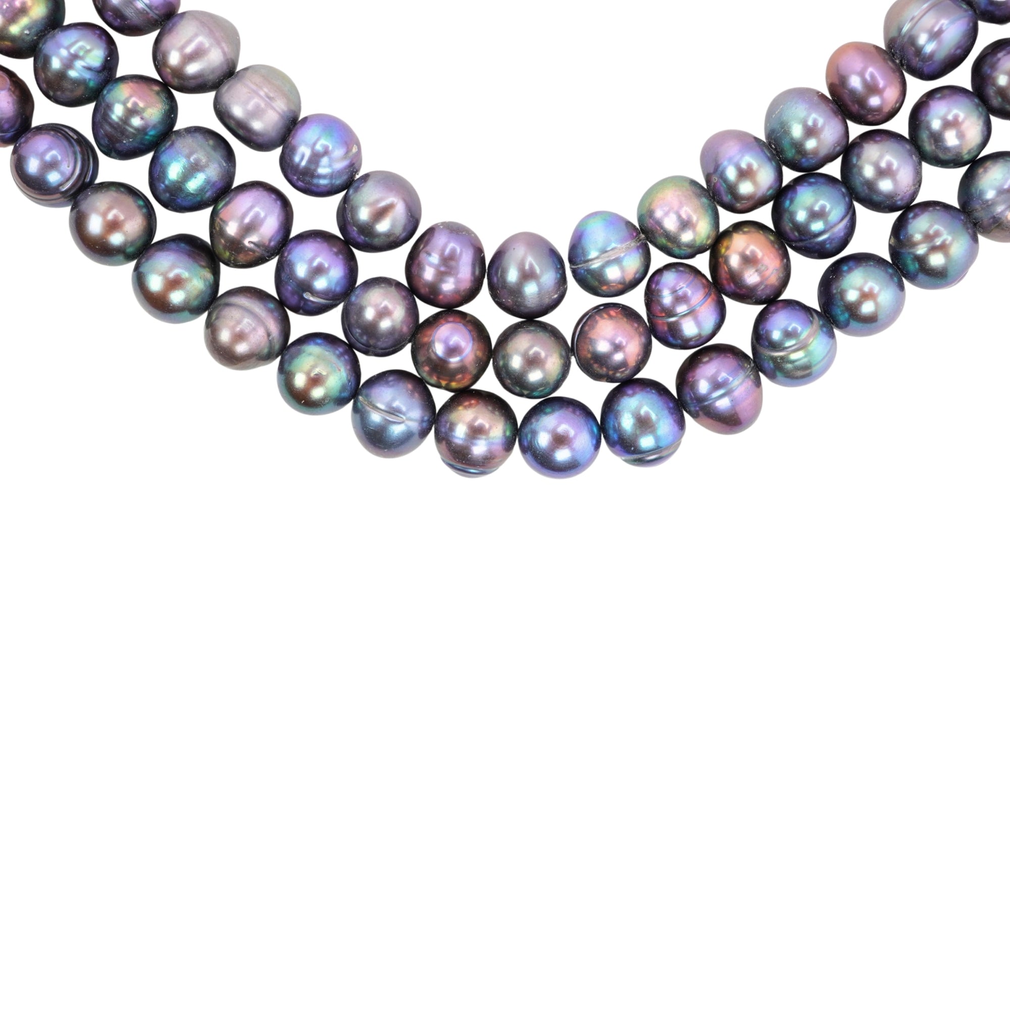 Peacock Navy Blue Ringed Freshwater Pearls Beads