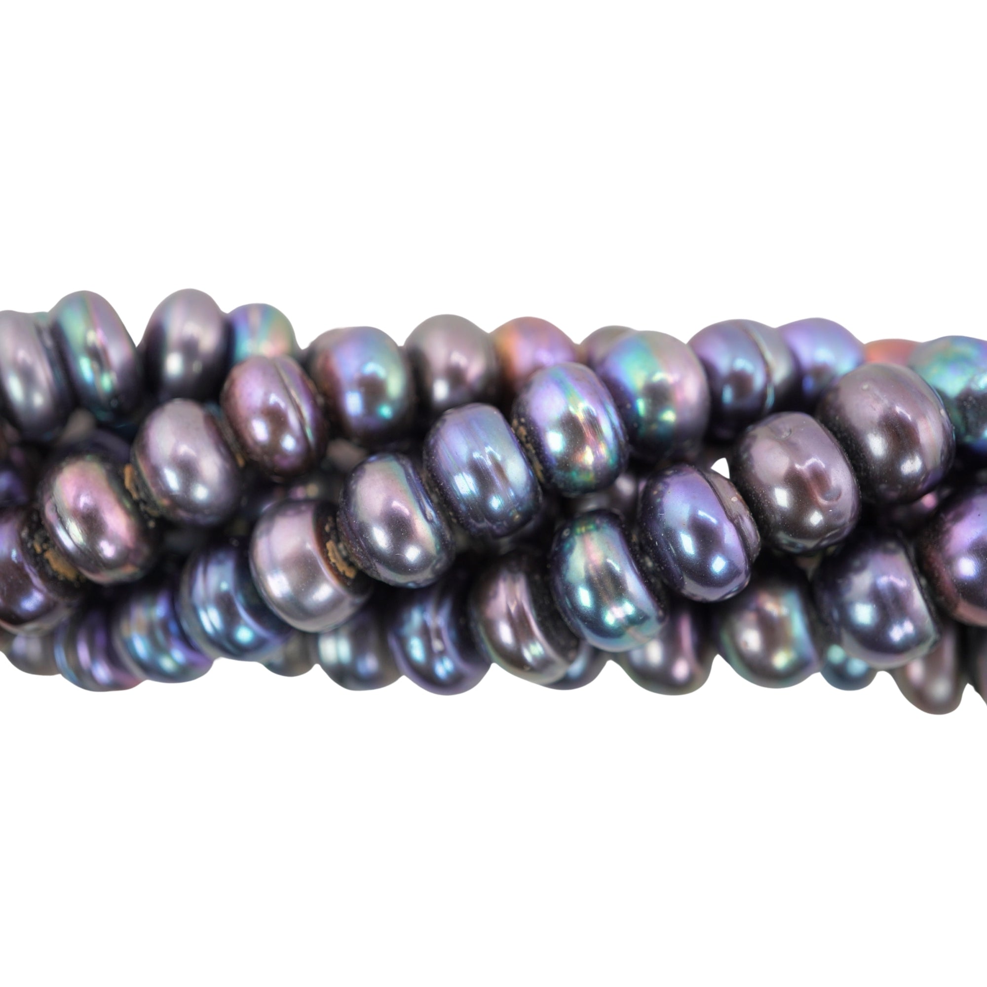 Peacock Button / Rondelle Freshwater Pearls Beads