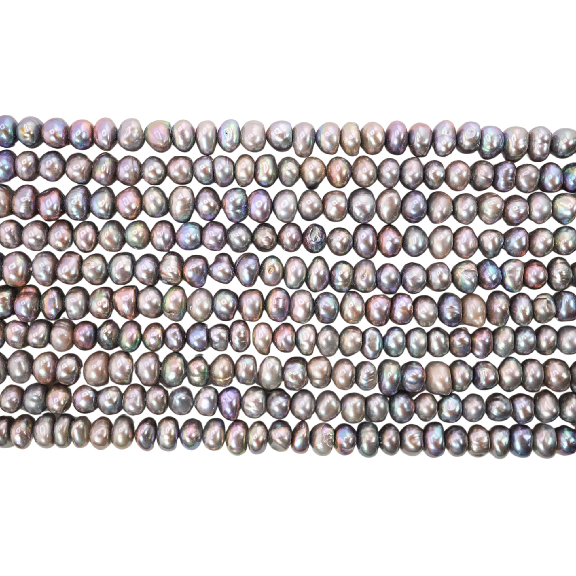 Gray Button / Rondelle Freshwater Pearls Beads