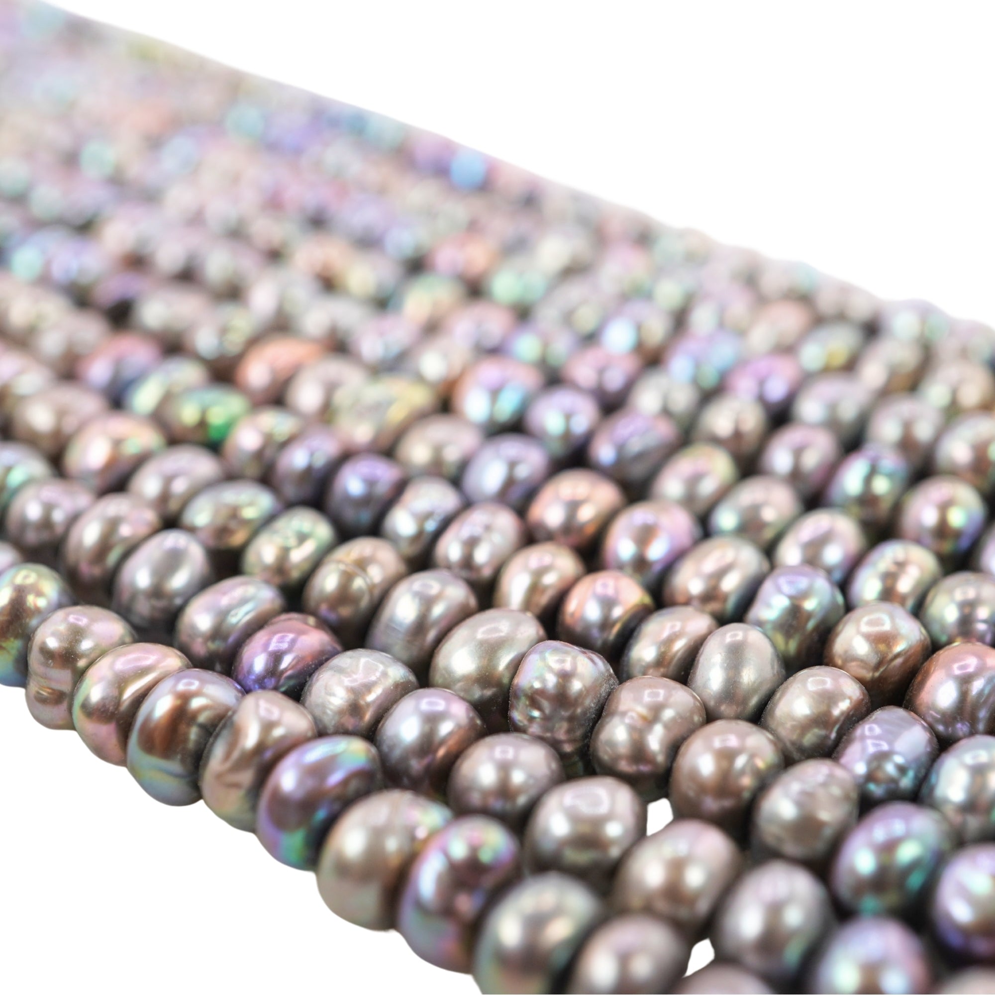 Gray Button / Rondelle Freshwater Pearls Beads