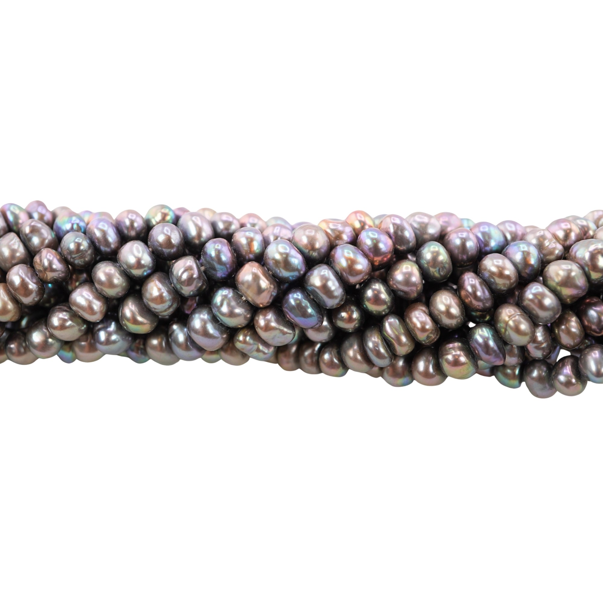 Gray Button / Rondelle Freshwater Pearls Beads