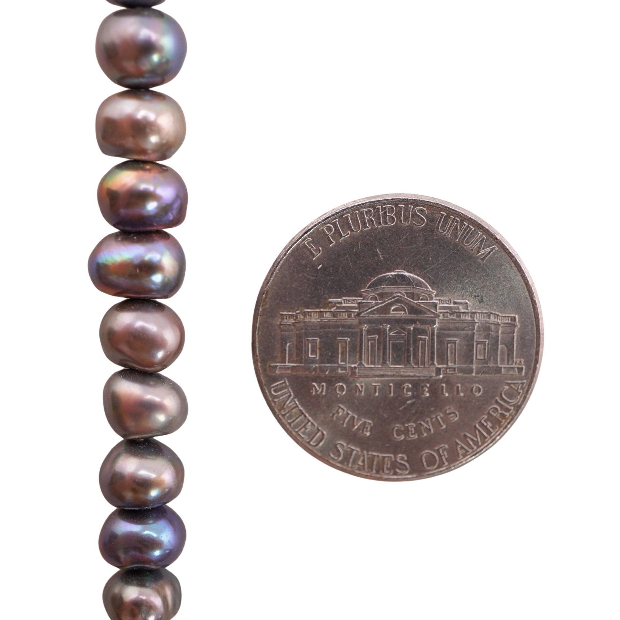 Gray Button / Rondelle Freshwater Pearls Beads