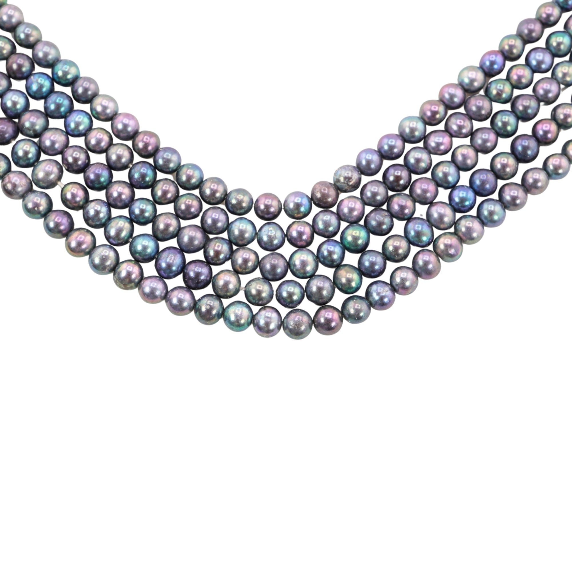 Peacock Near Round Freshwater Pearls Beads