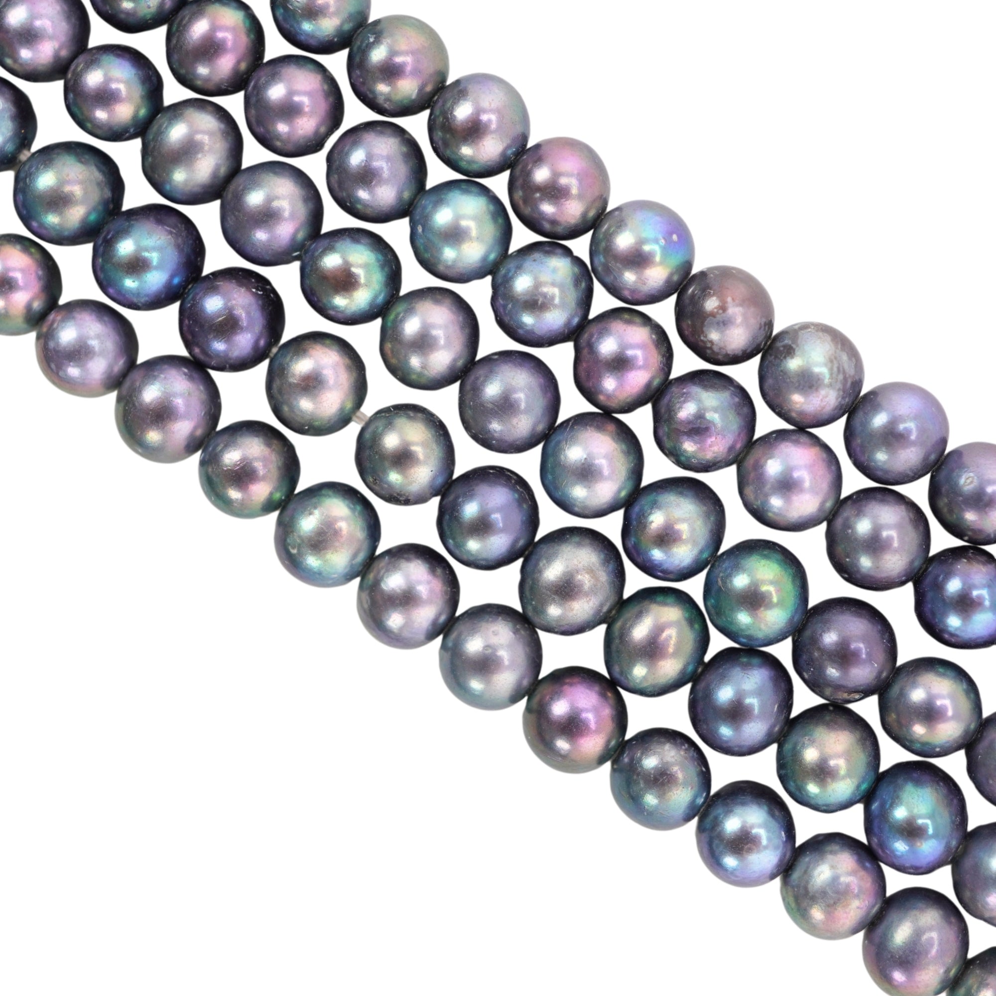 Peacock Near Round Freshwater Pearls Beads