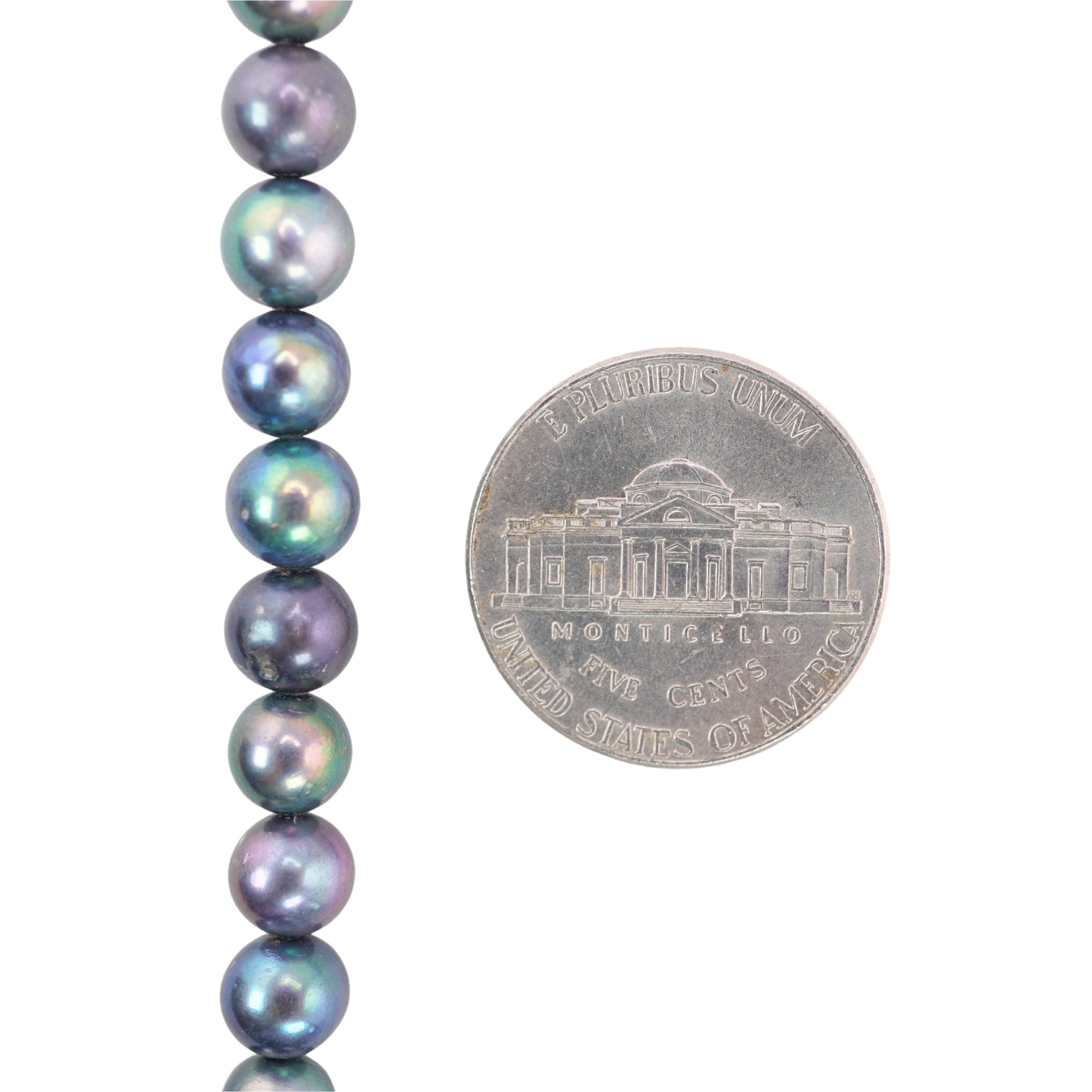 Peacock Near Round Freshwater Pearls Beads