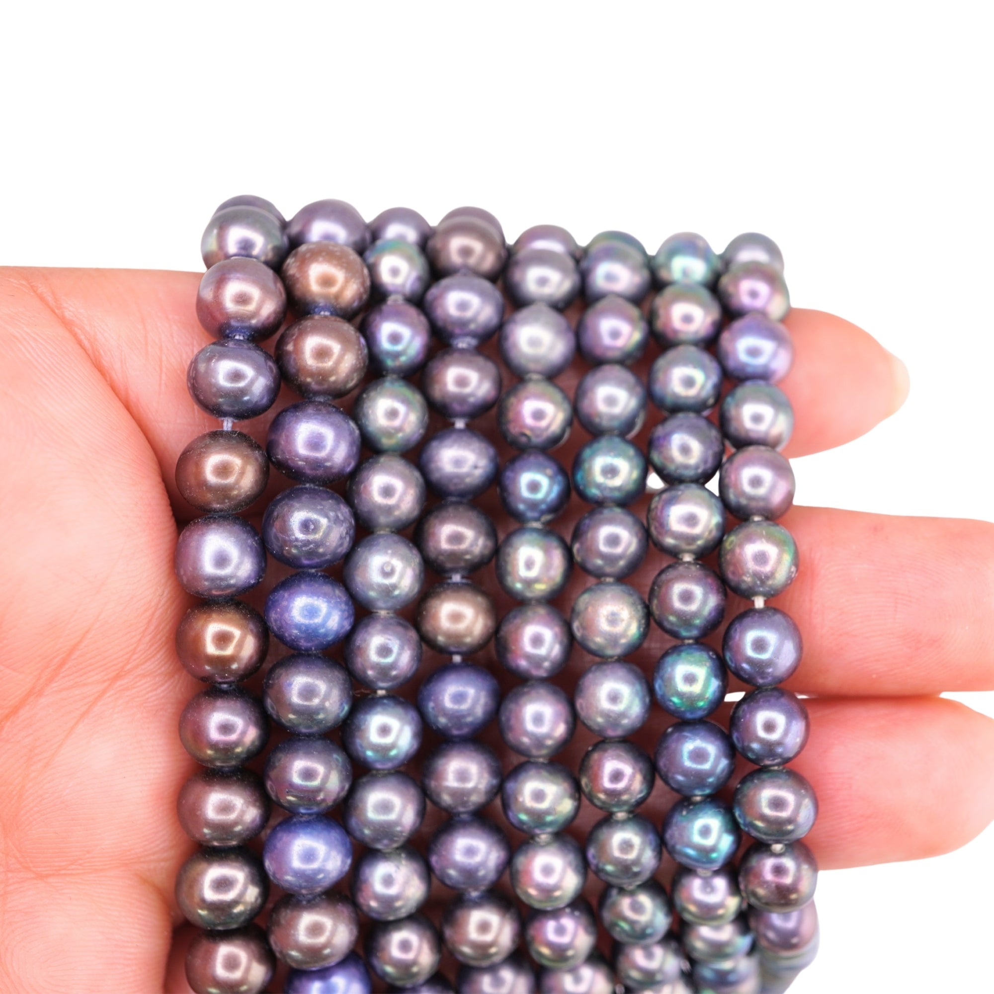 Peacock Near Round Freshwater Pearls Beads