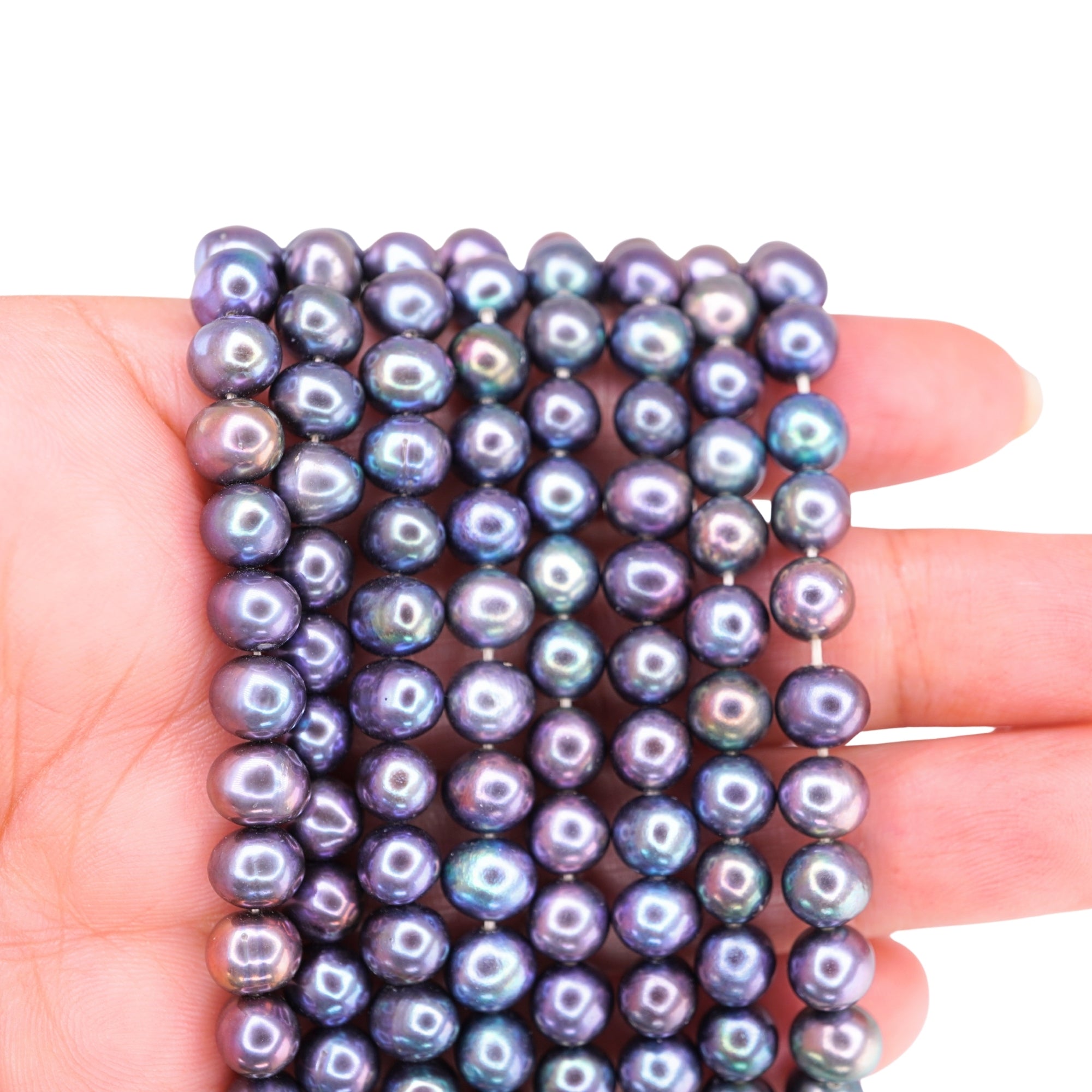 Peacock Near Round Freshwater Pearls Beads