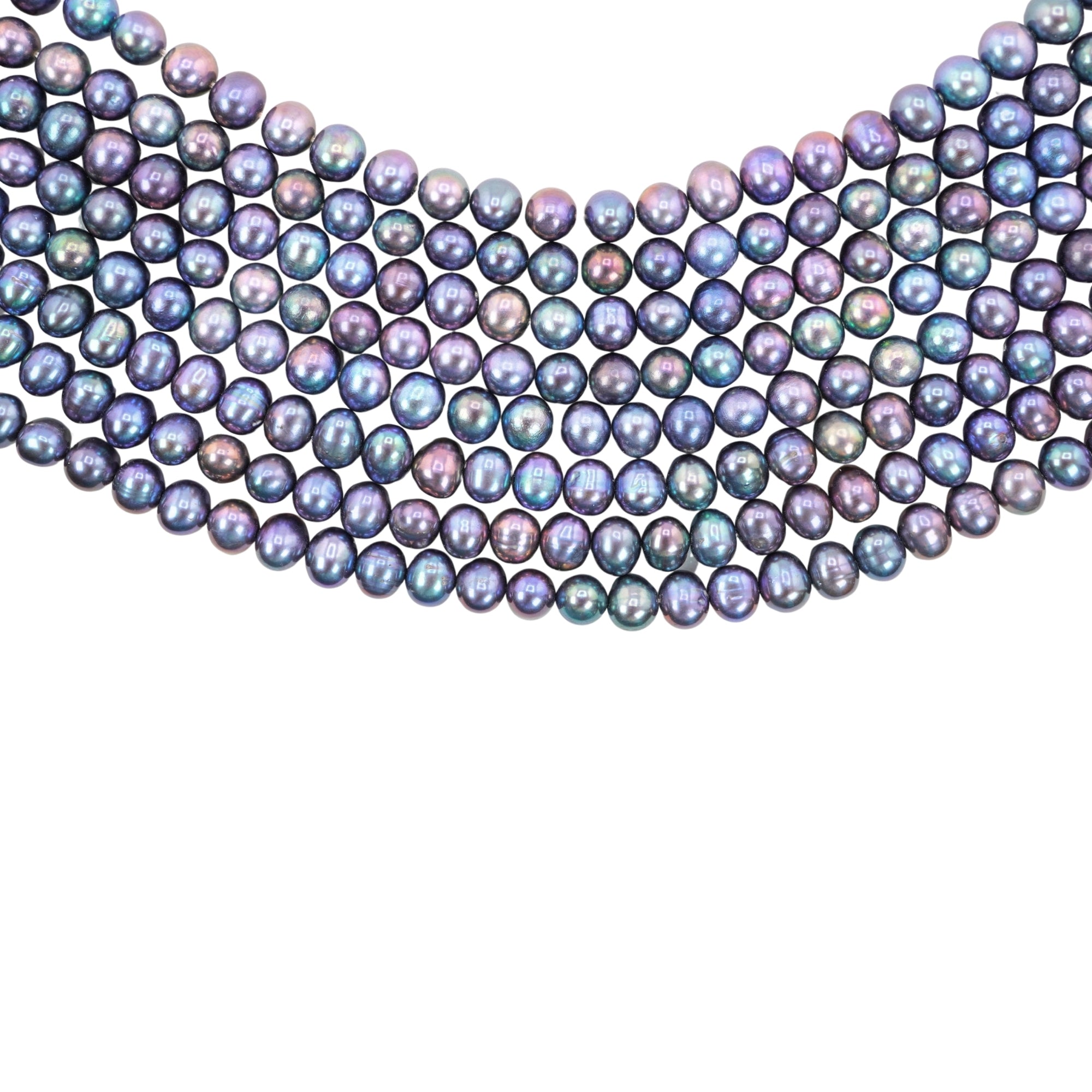 Peacock Near Round Freshwater Pearls Beads