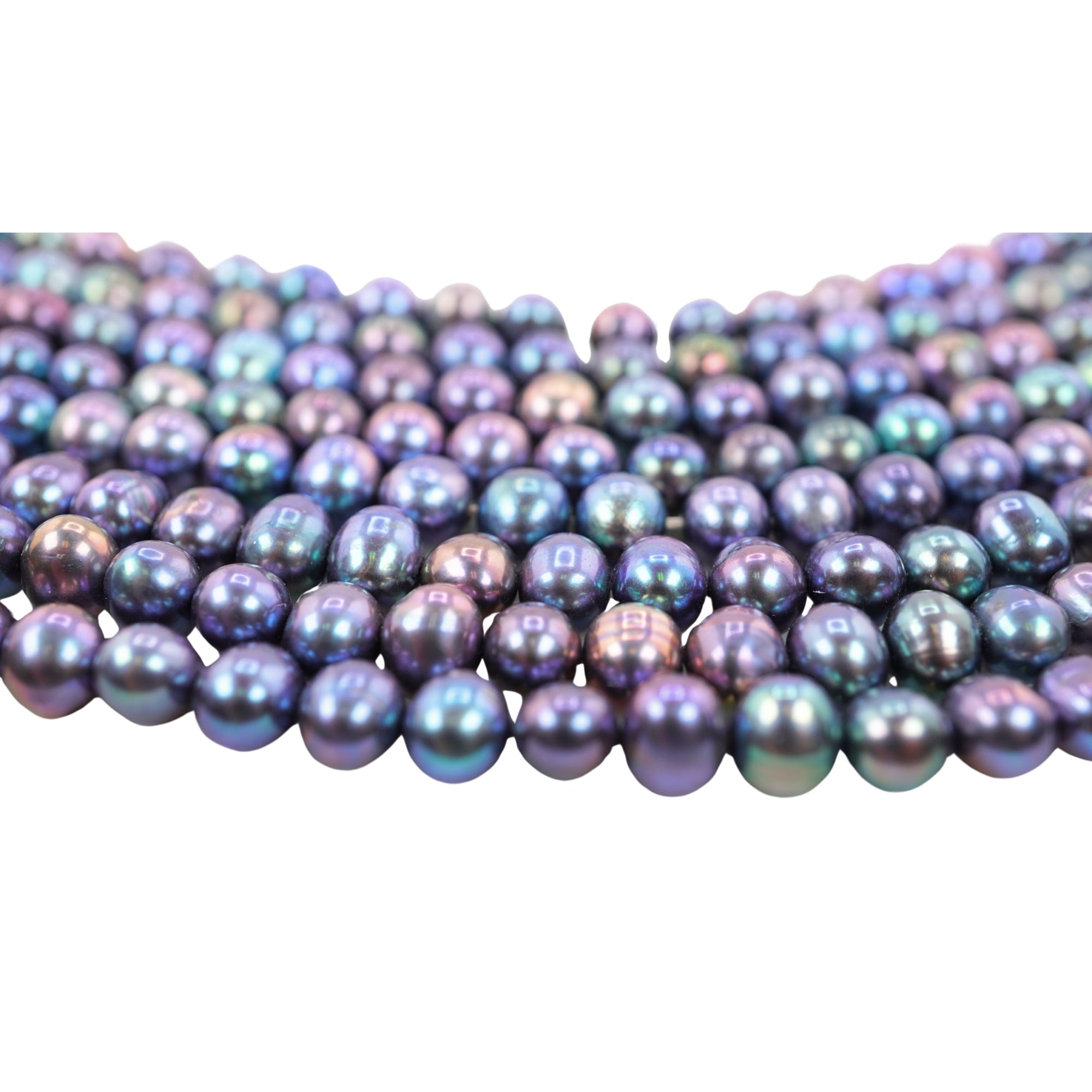 Peacock Near Round Freshwater Pearls Beads