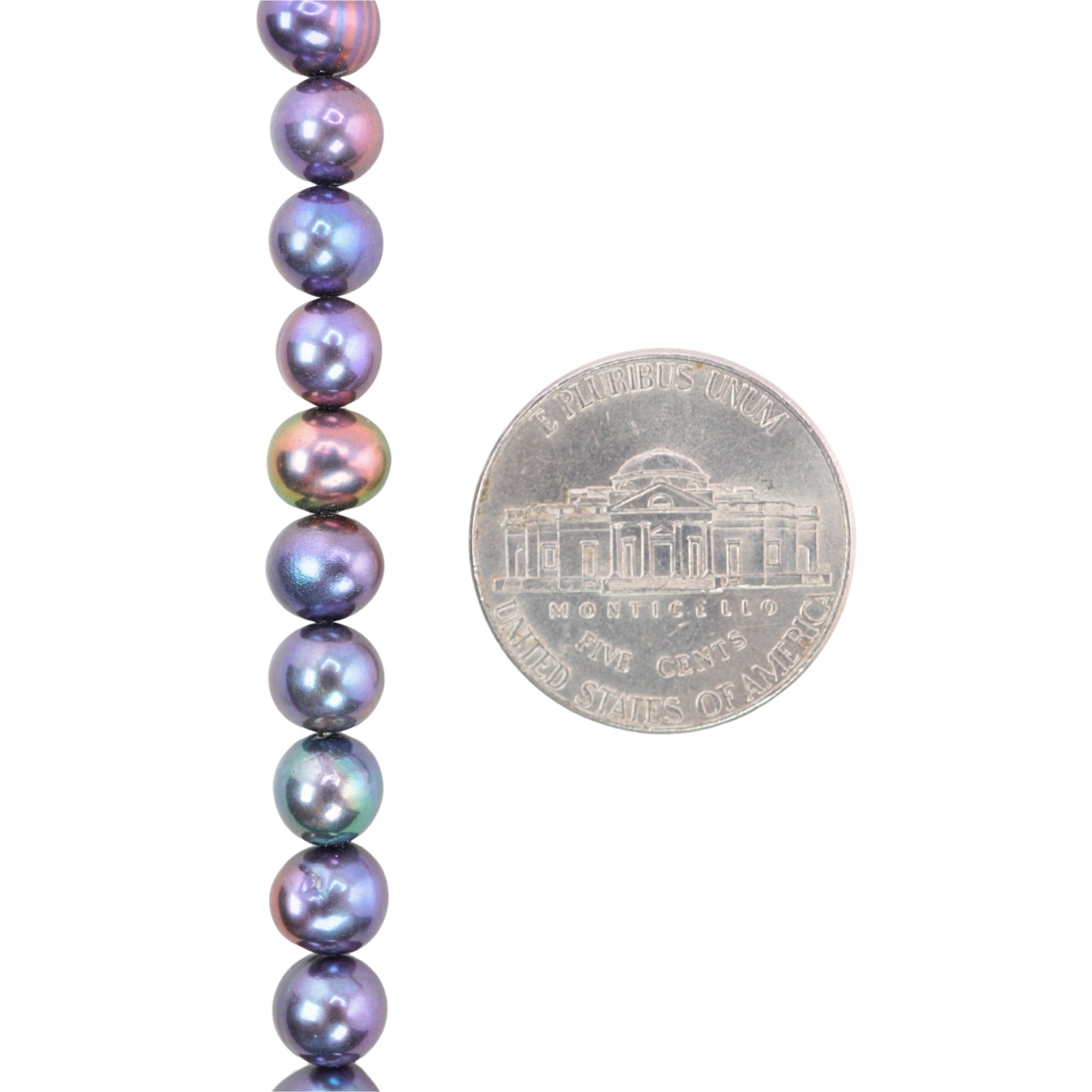 Peacock Near Round Freshwater Pearls Beads