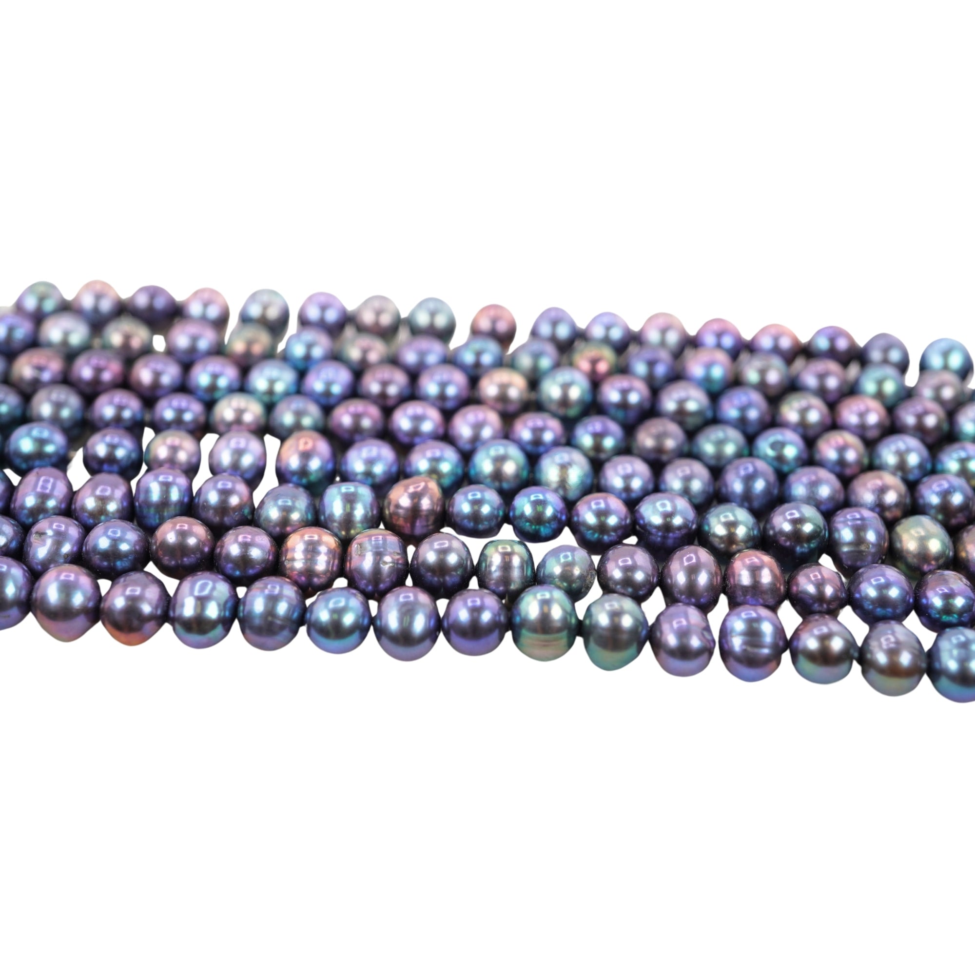 Peacock Near Round Freshwater Pearls Beads