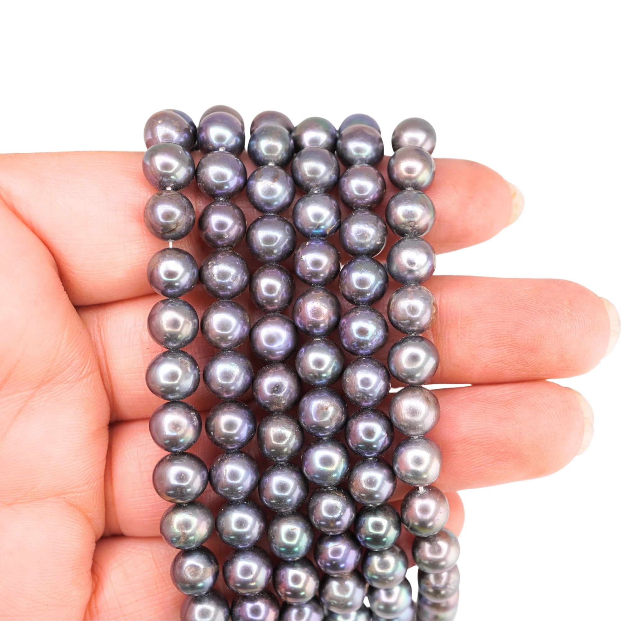 Violet Near Round Freshwater Pearls Beads