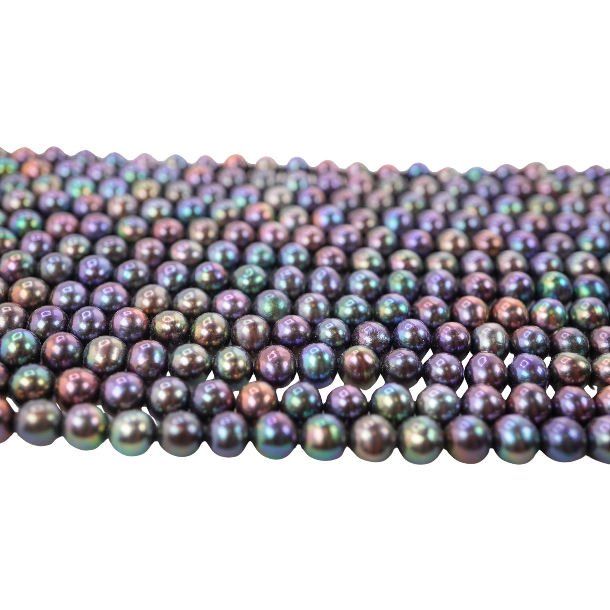 Peacock Near Round Freshwater Pearls Beads