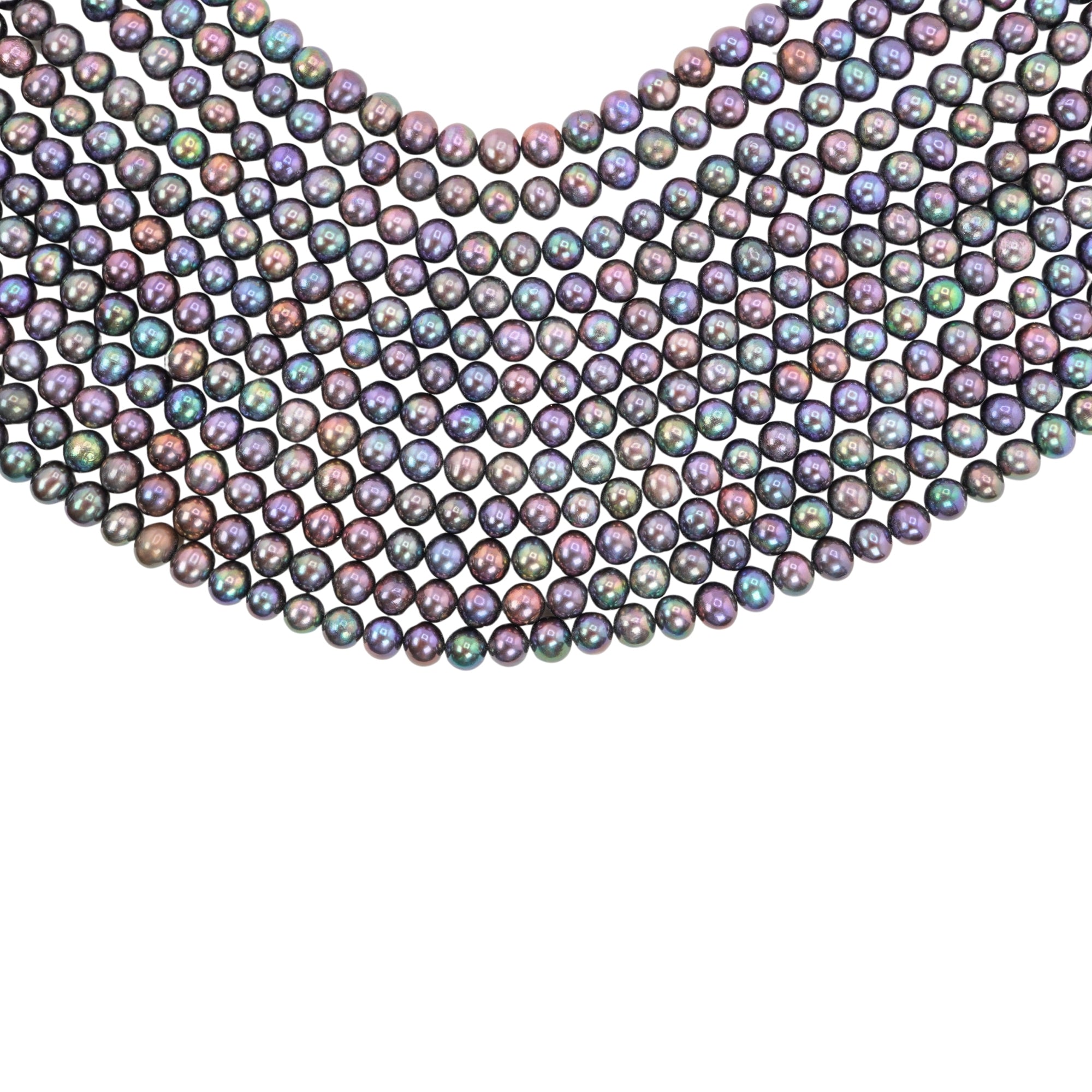 Peacock Near Round Freshwater Pearls Beads