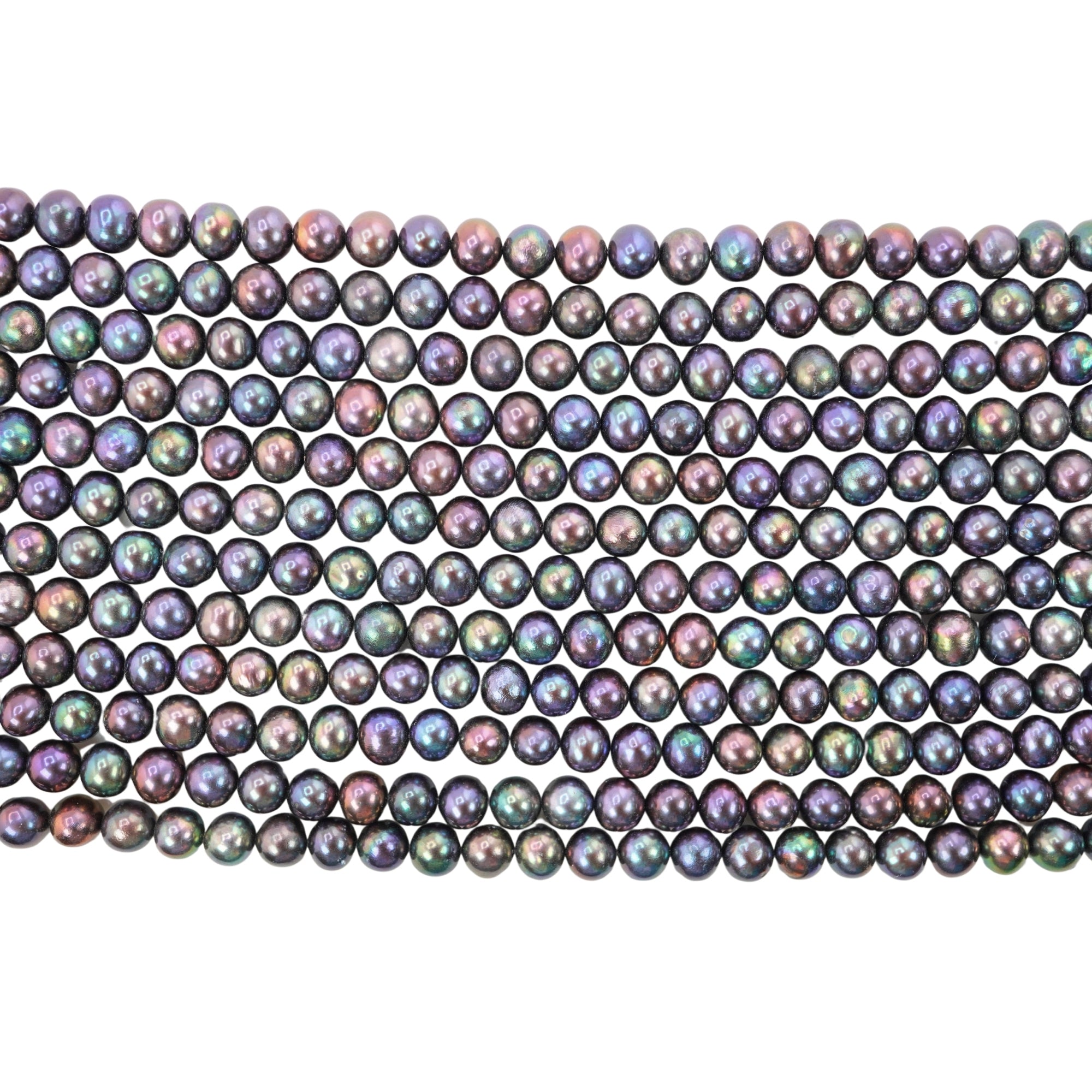 Peacock Near Round Freshwater Pearls Beads