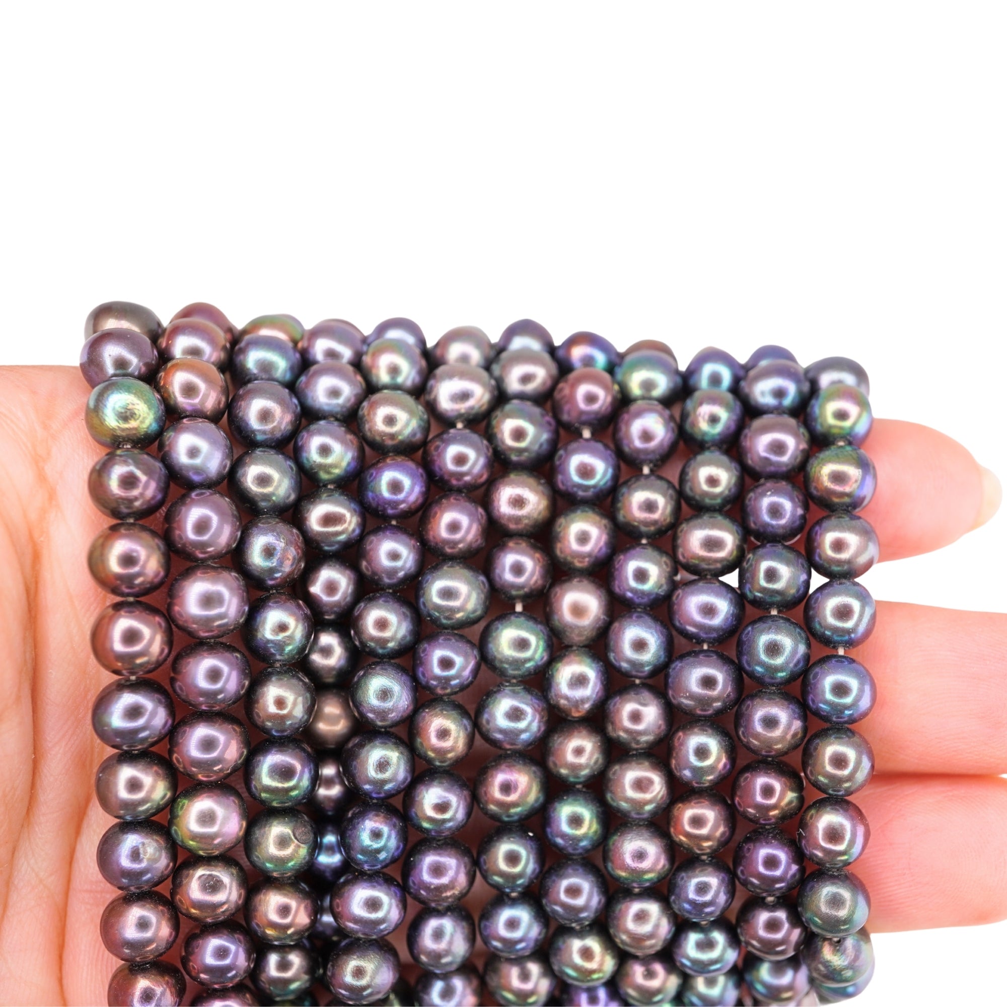 Peacock Near Round Freshwater Pearls Beads