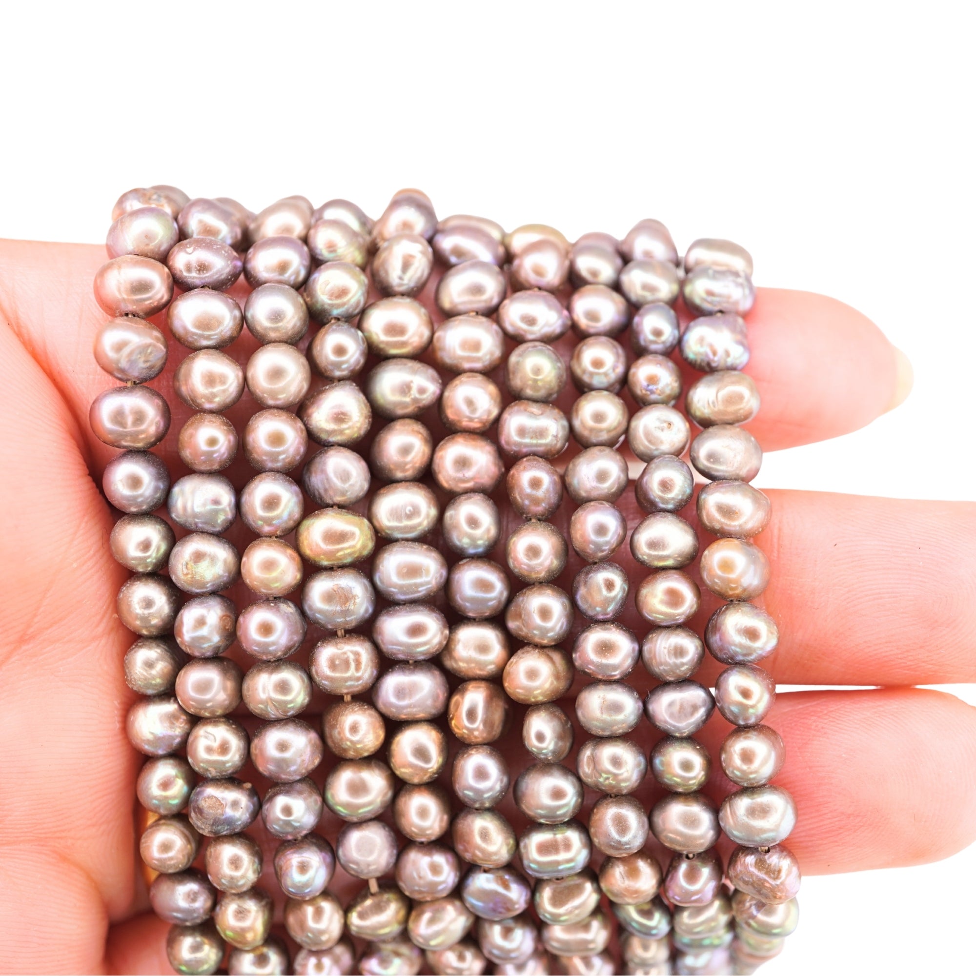 Gray Potato Freshwater Pearls Beads