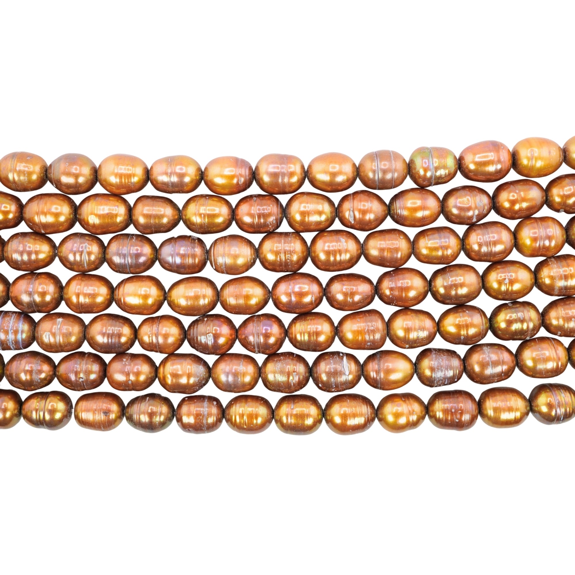 Golden Oval Freshwater Pearls Beads