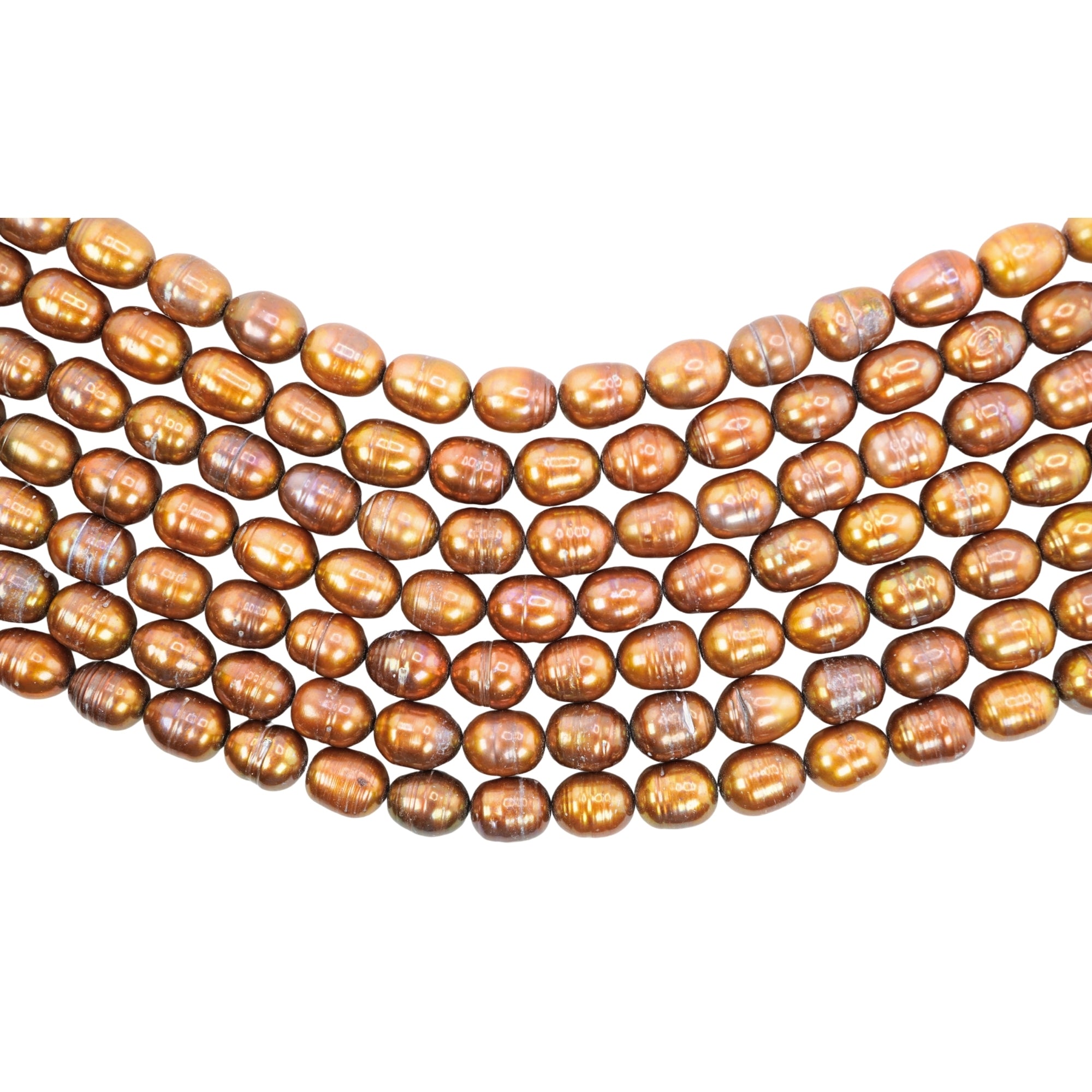 Golden Oval Freshwater Pearls Beads