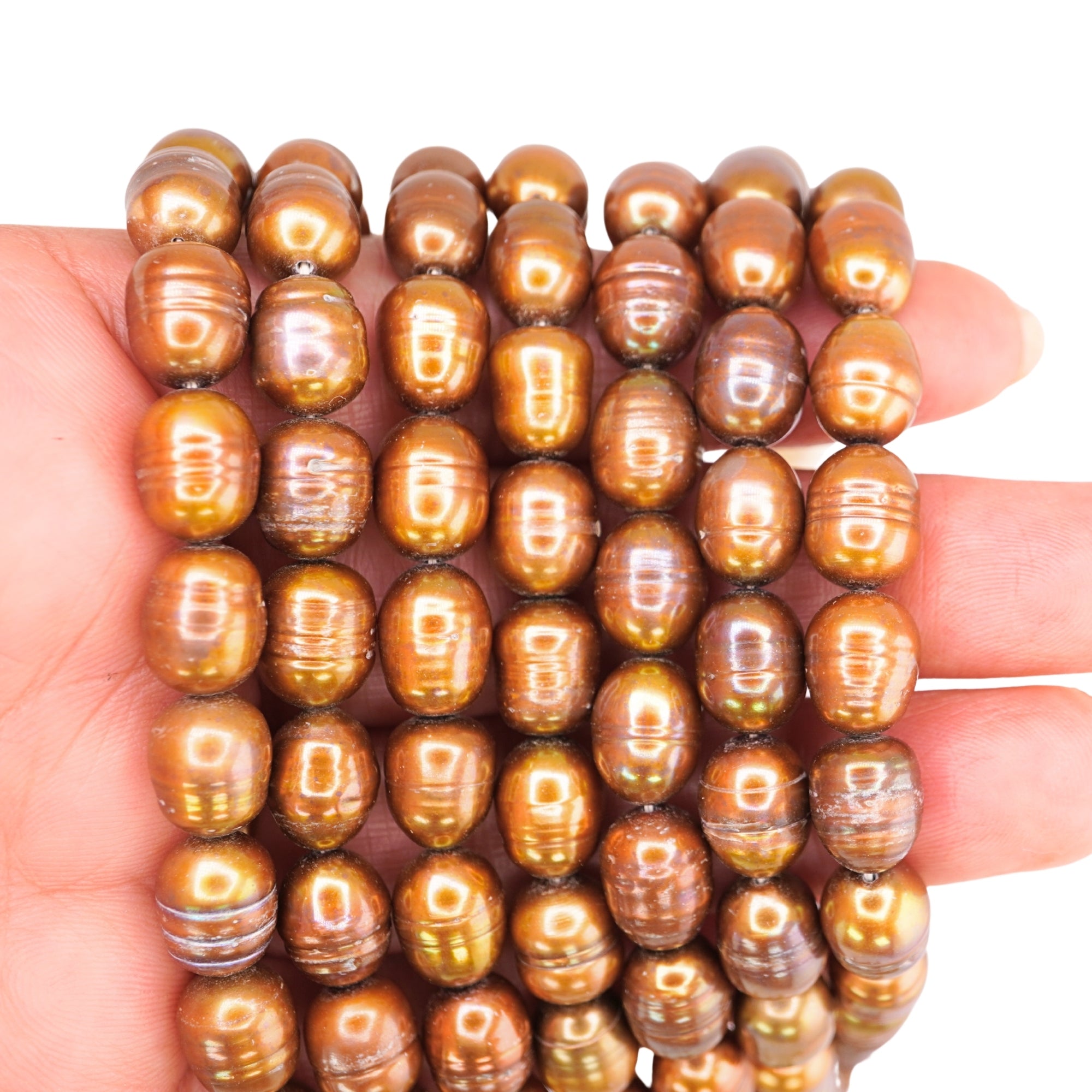 Golden Oval Freshwater Pearls Beads