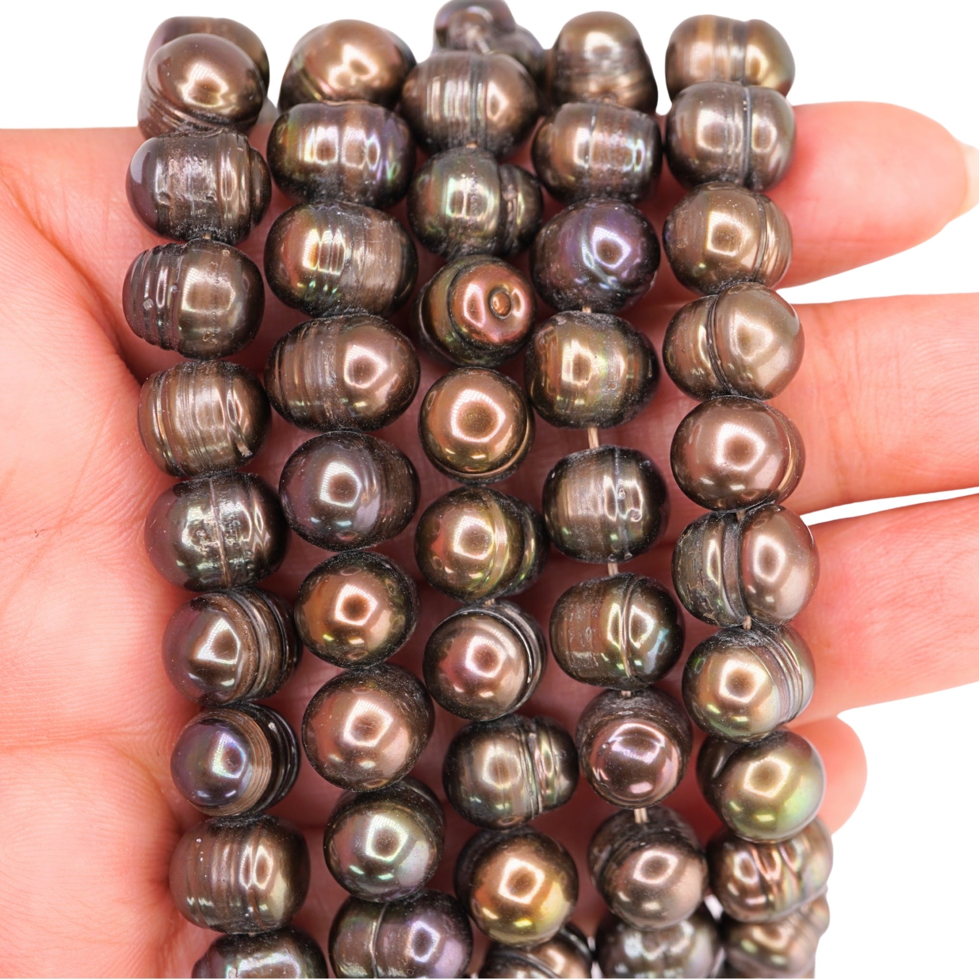 Peacock Black Oval Freshwater Pearls Beads