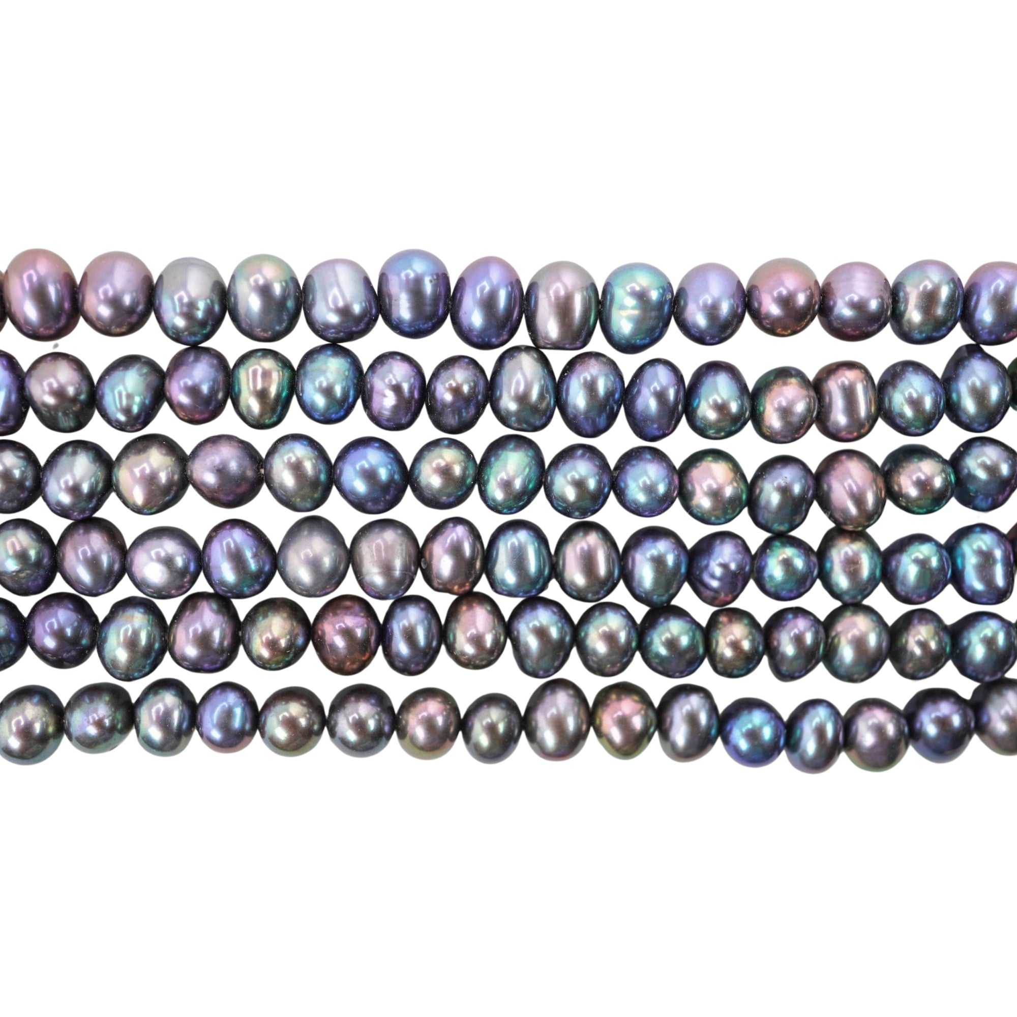 Peacock Near Round Freshwater Pearls Beads