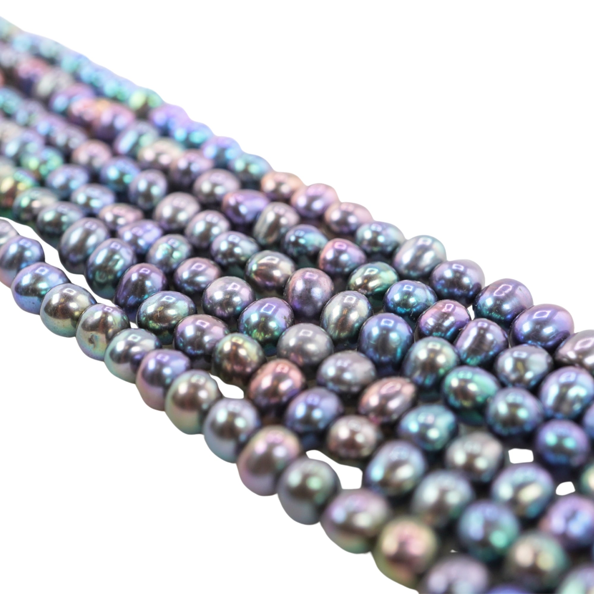 Peacock Near Round Freshwater Pearls Beads