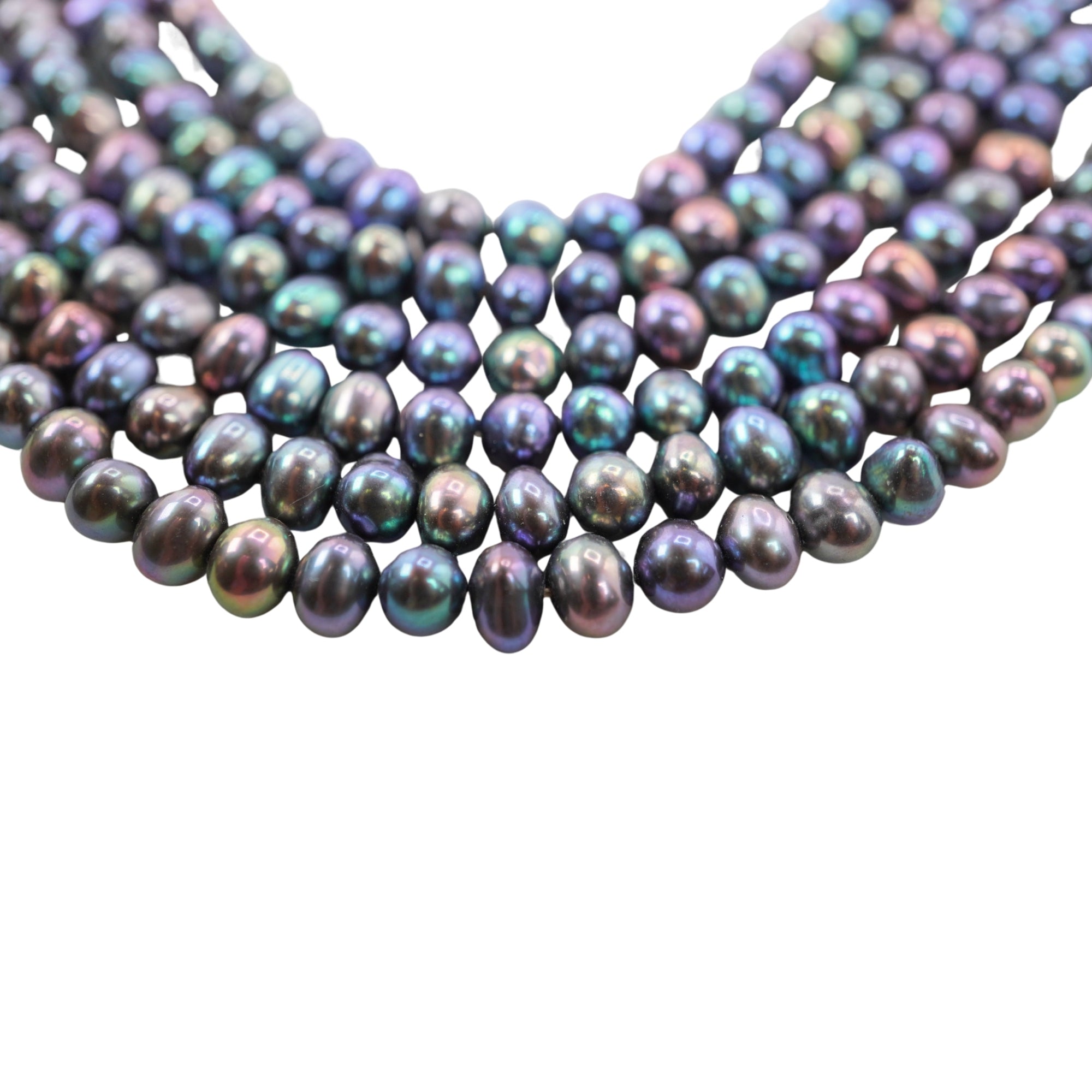 Peacock Near Round Freshwater Pearls Beads