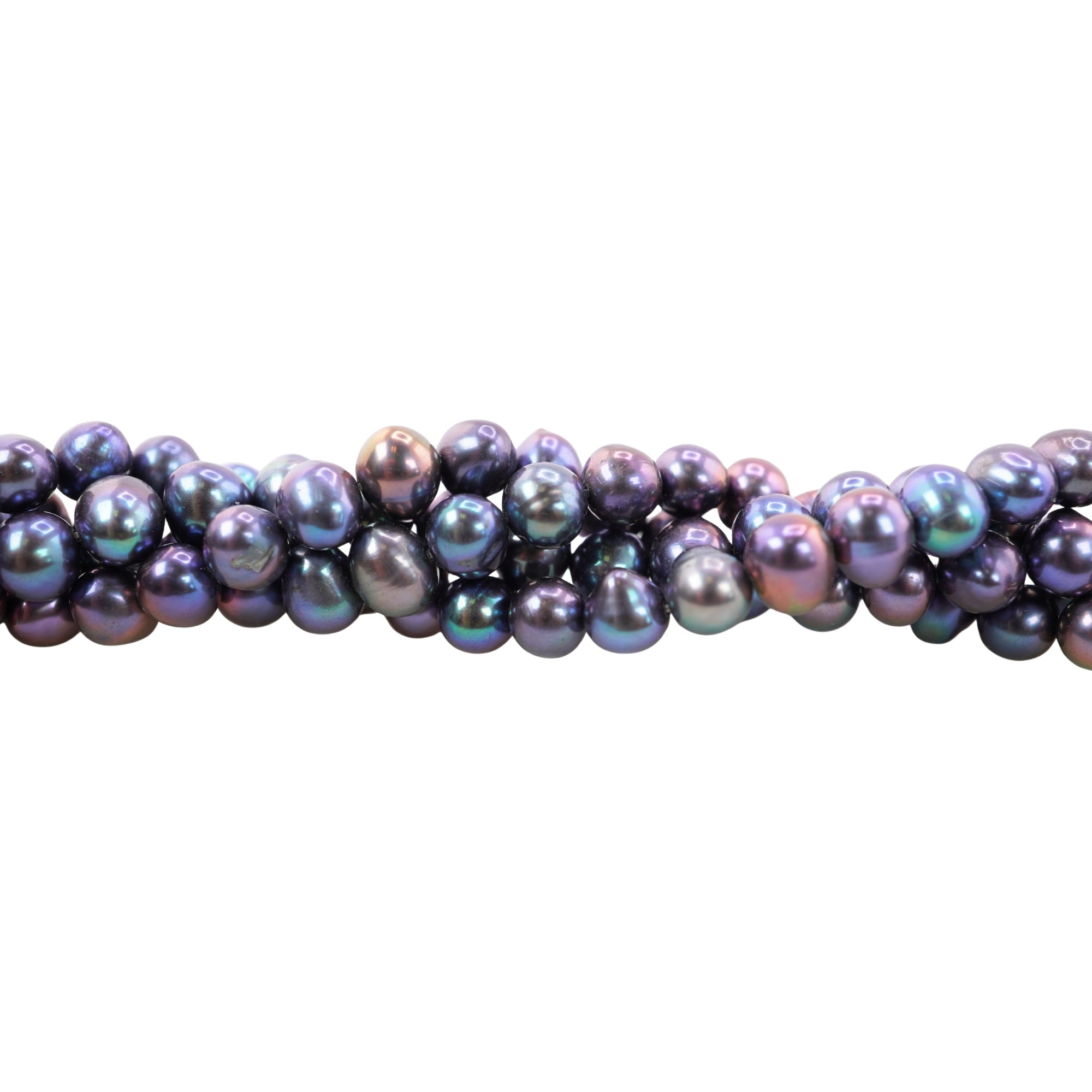 Peacock Near Round Freshwater Pearls Beads