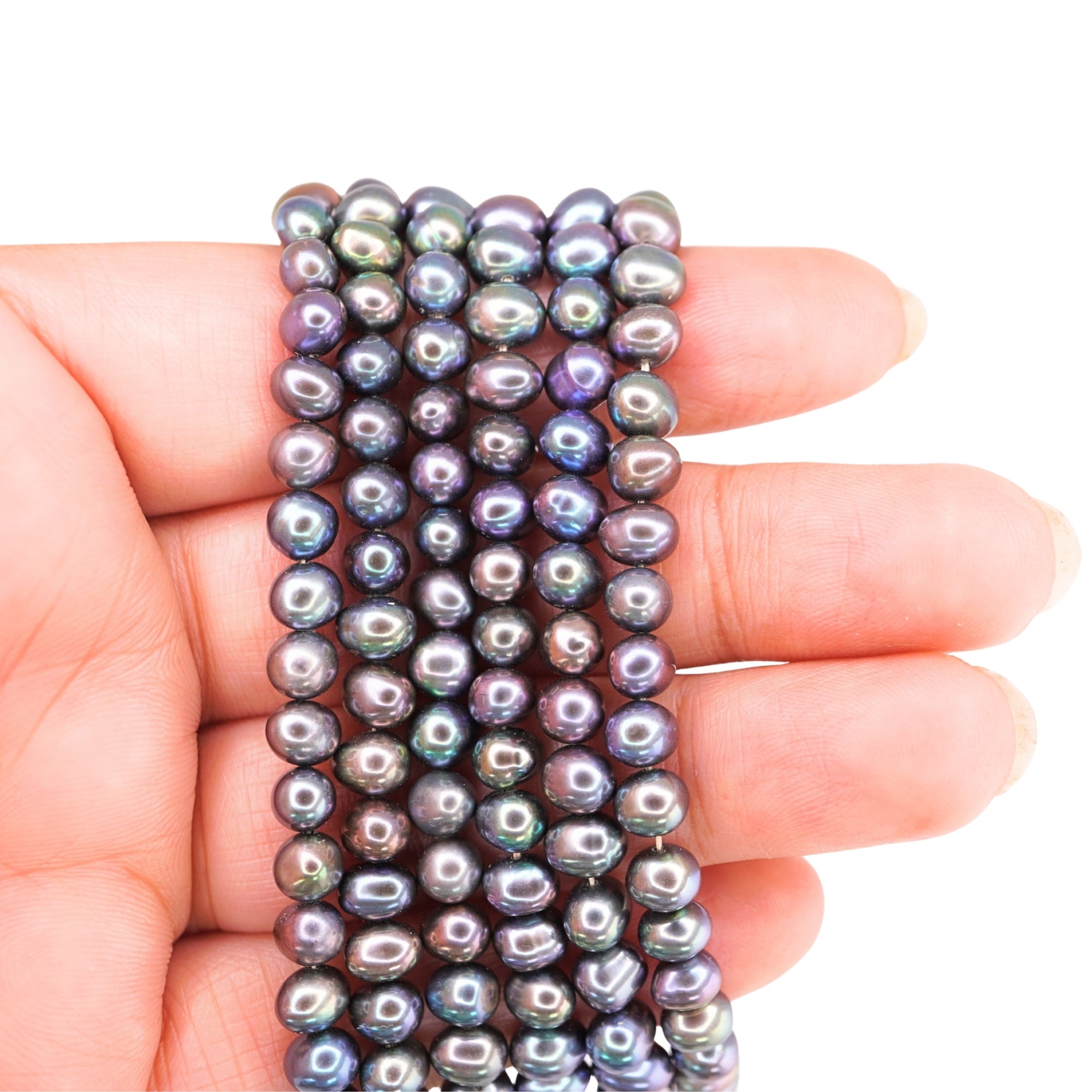 Peacock Near Round Freshwater Pearls Beads