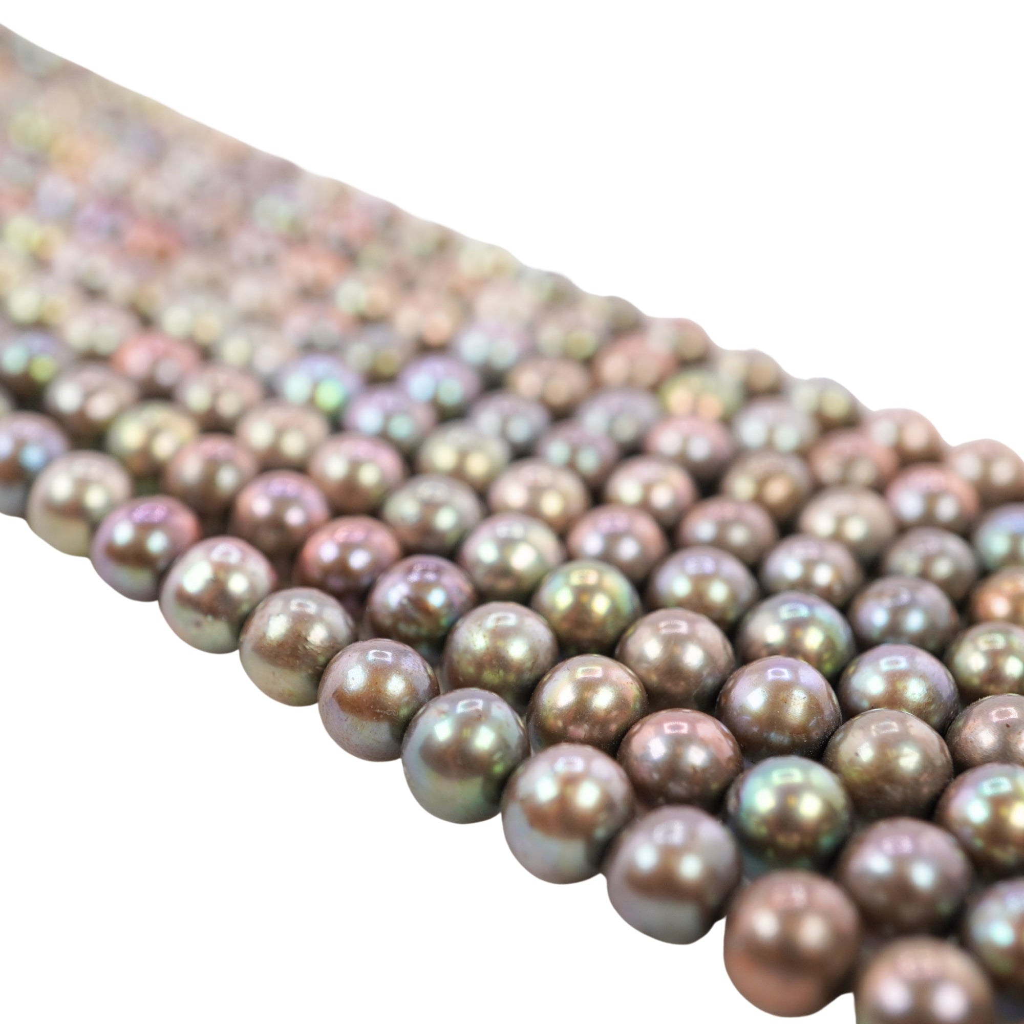 Peacock Near Round Freshwater Pearls Beads