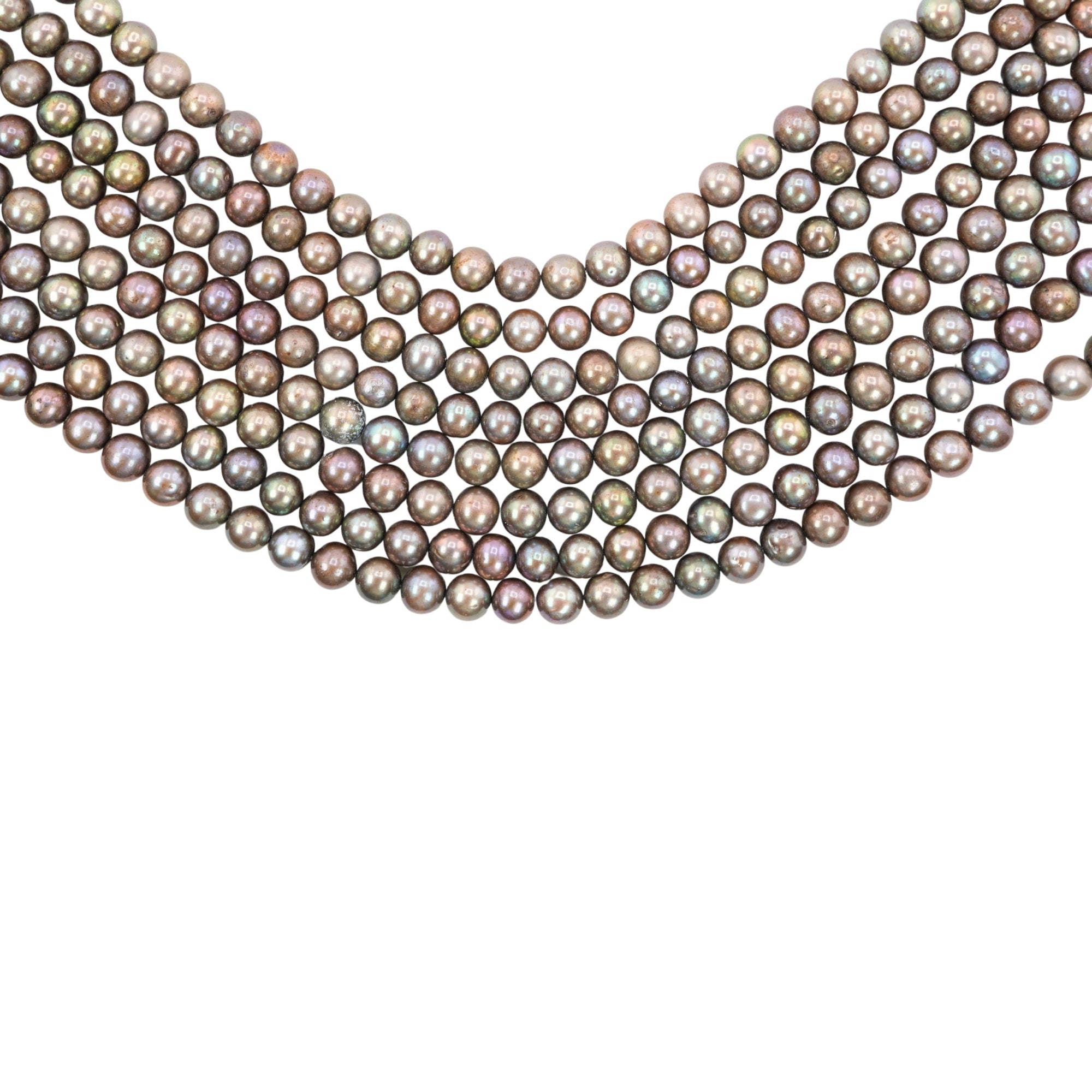 Peacock Near Round Freshwater Pearls Beads