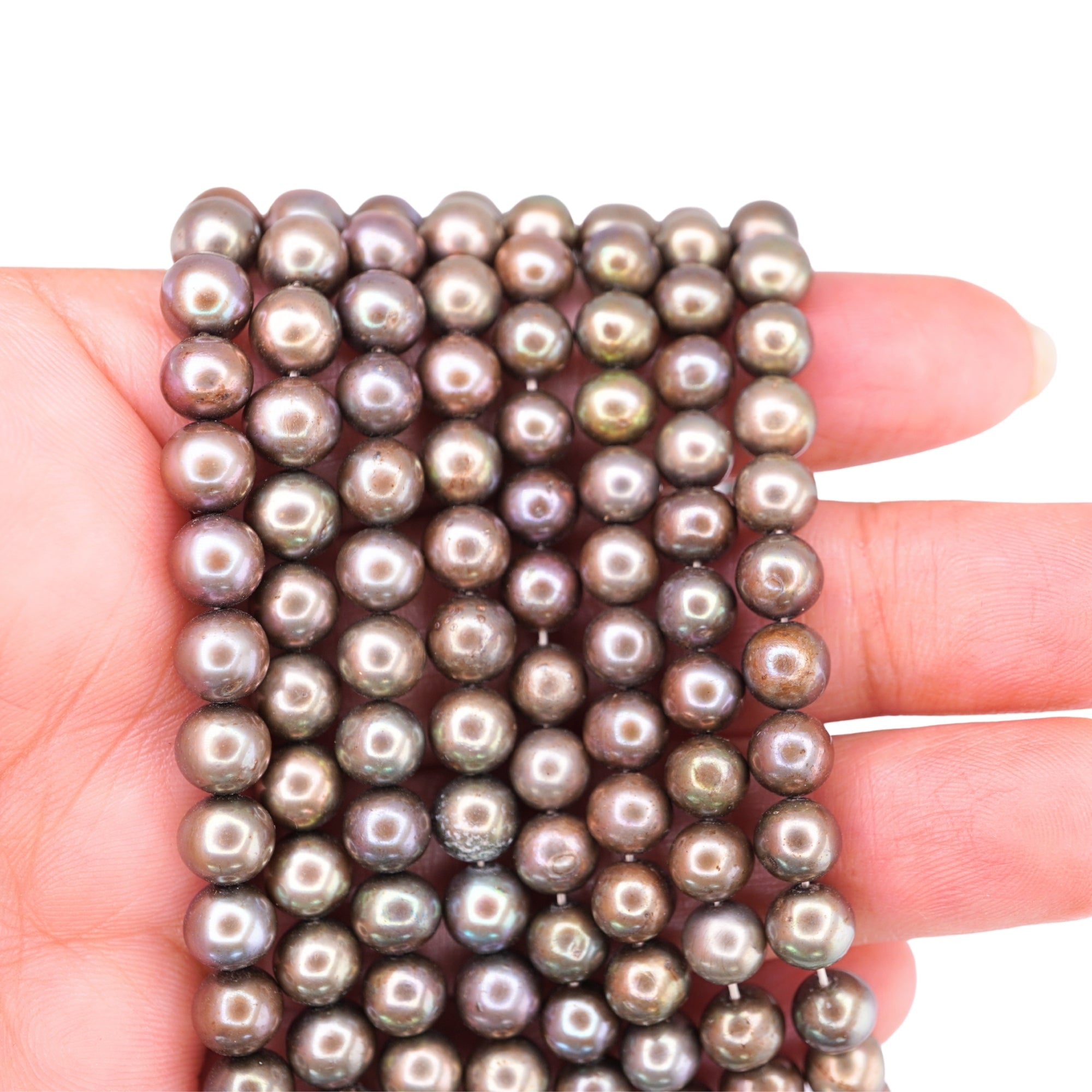 Peacock Near Round Freshwater Pearls Beads