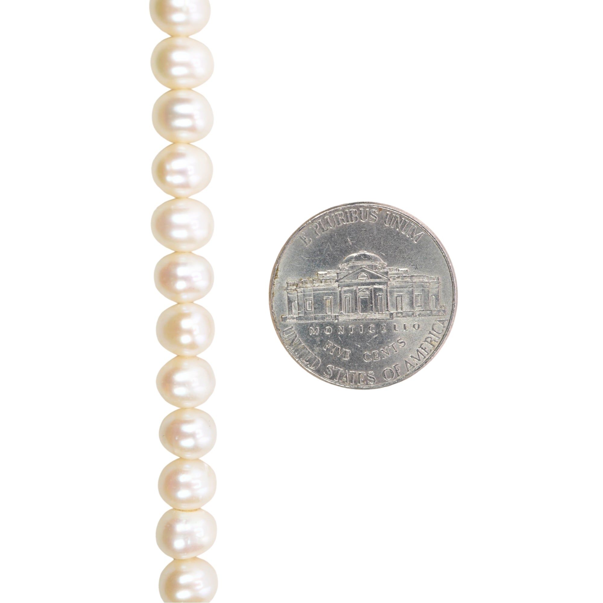 White Near Round Freshwater Pearls Beads