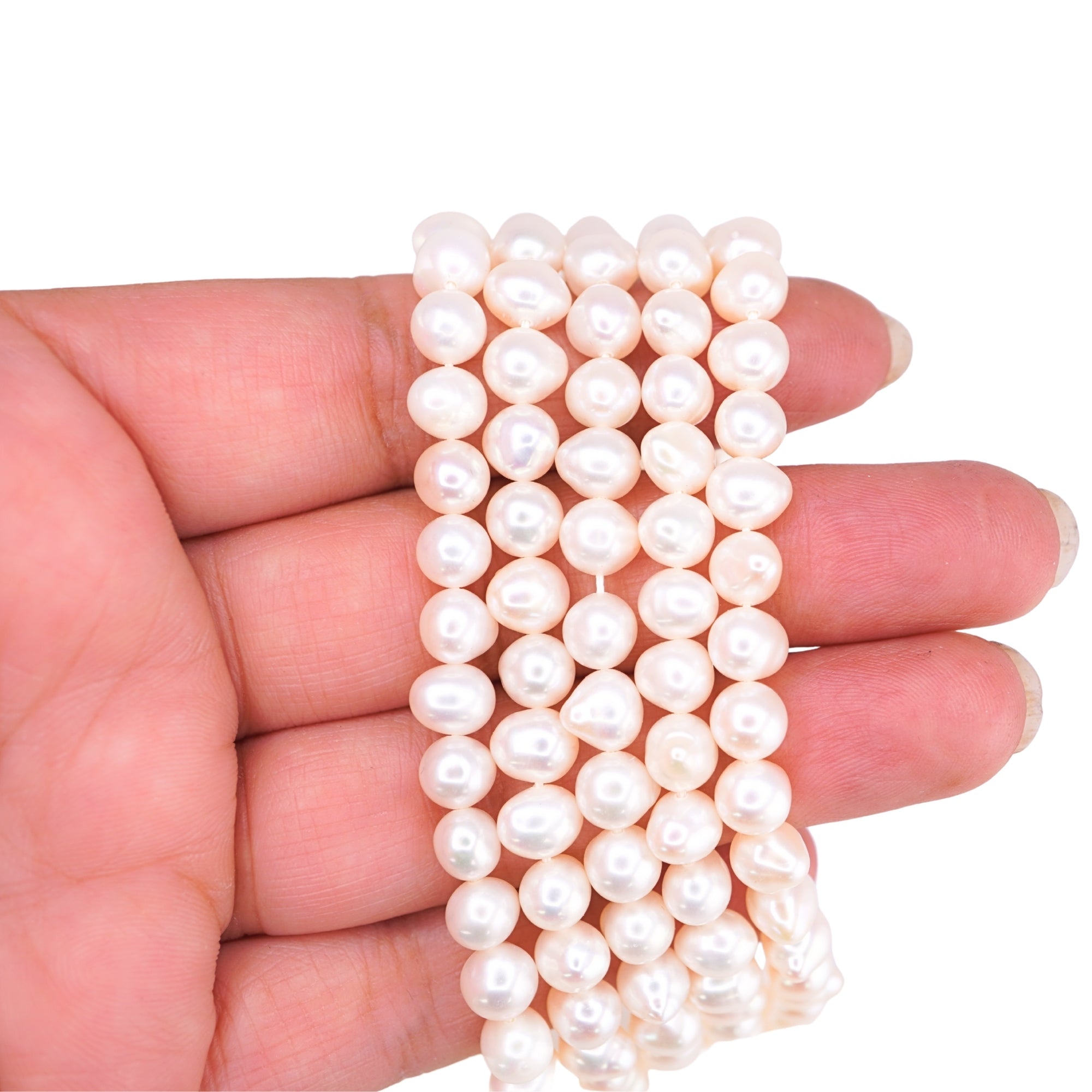 White Oval Freshwater Pearls Beads