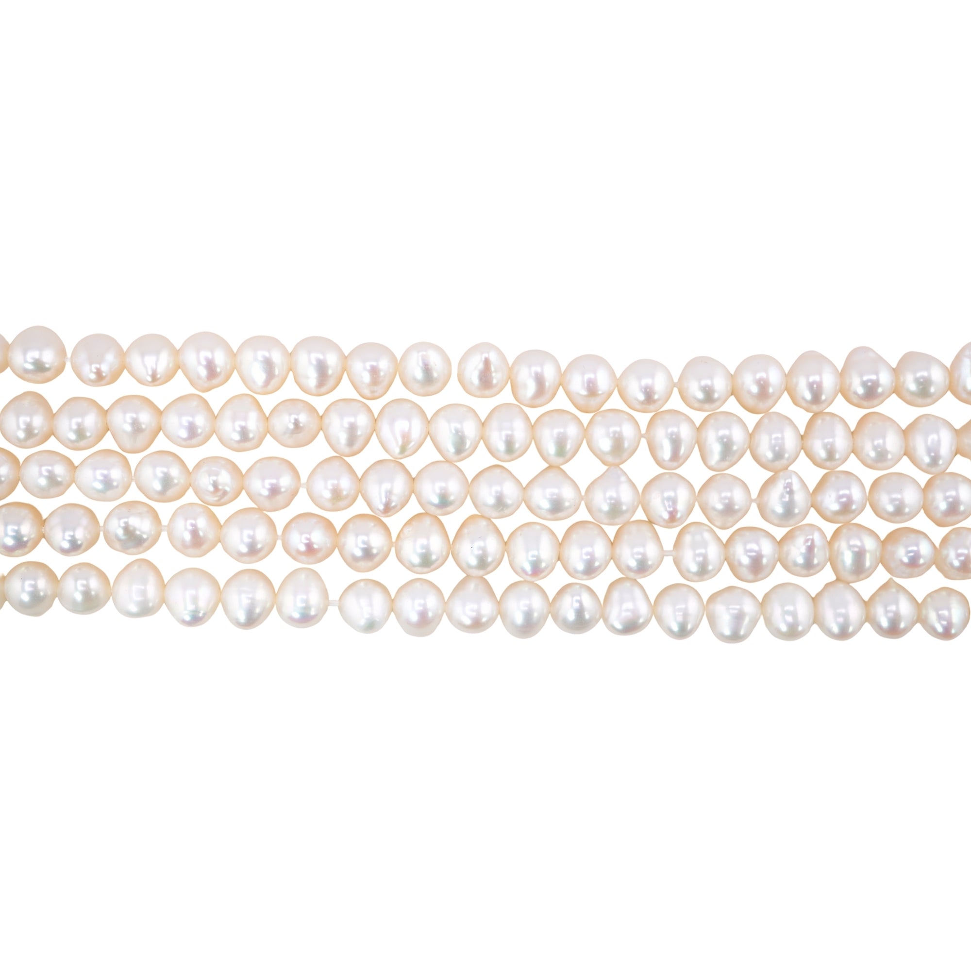 White Oval Freshwater Pearls Beads