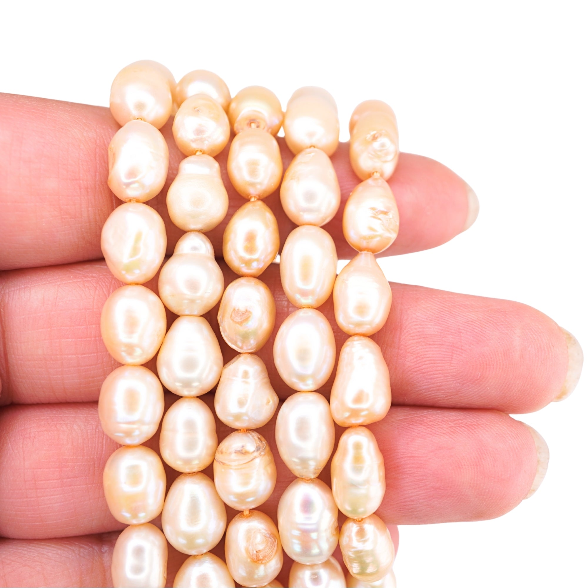 White Oval Freshwater Pearls Beads