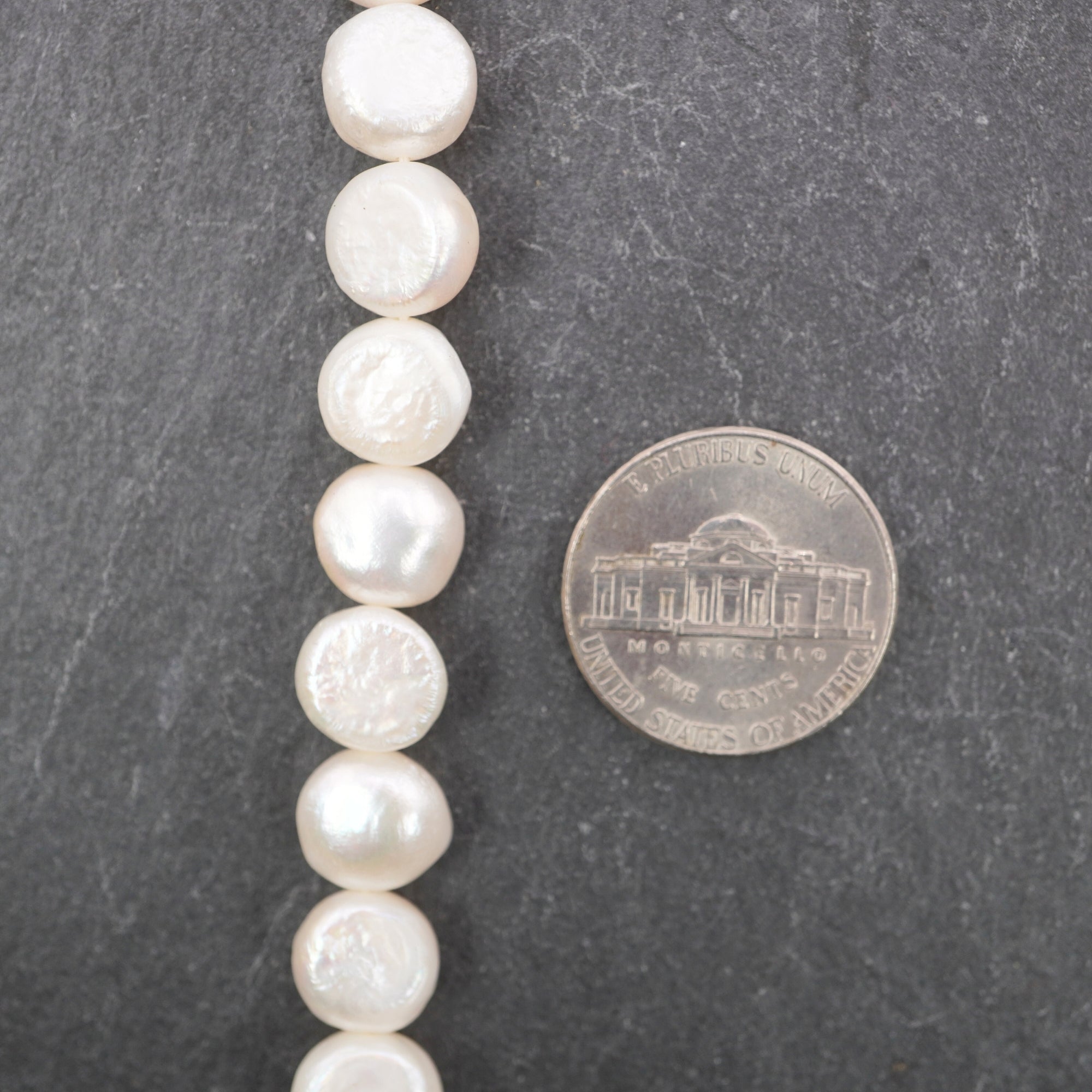 White Button Freshwater Pearls Beads