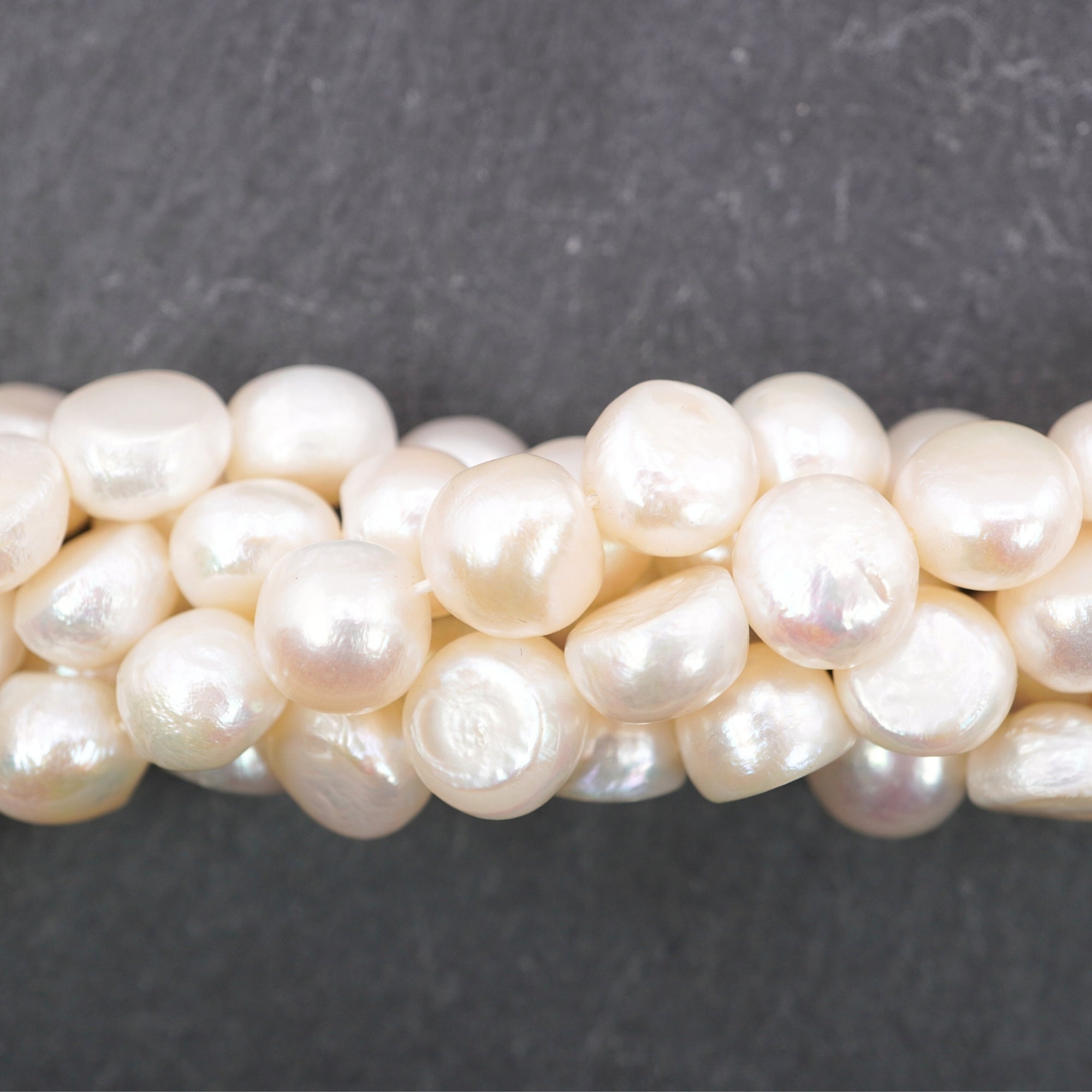 White Button Freshwater Pearls Beads