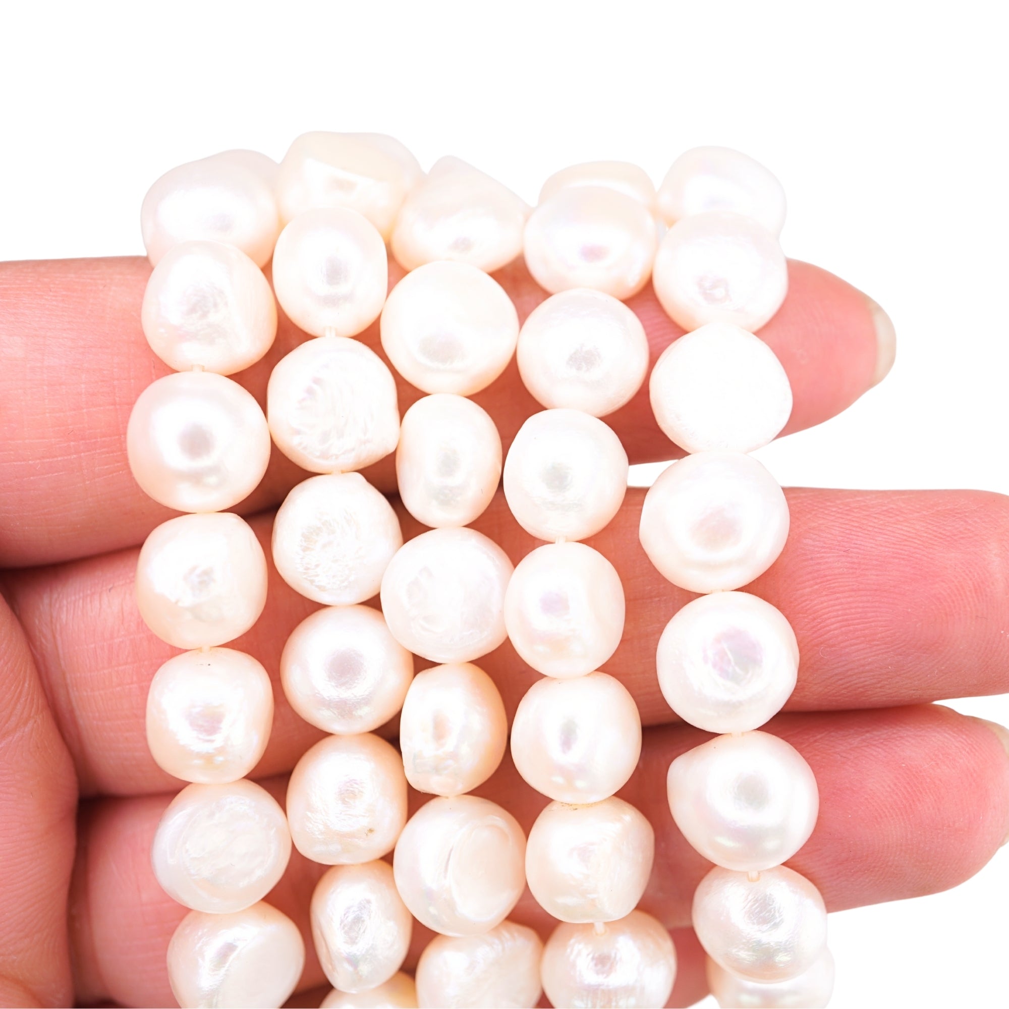 White Button Freshwater Pearls Beads