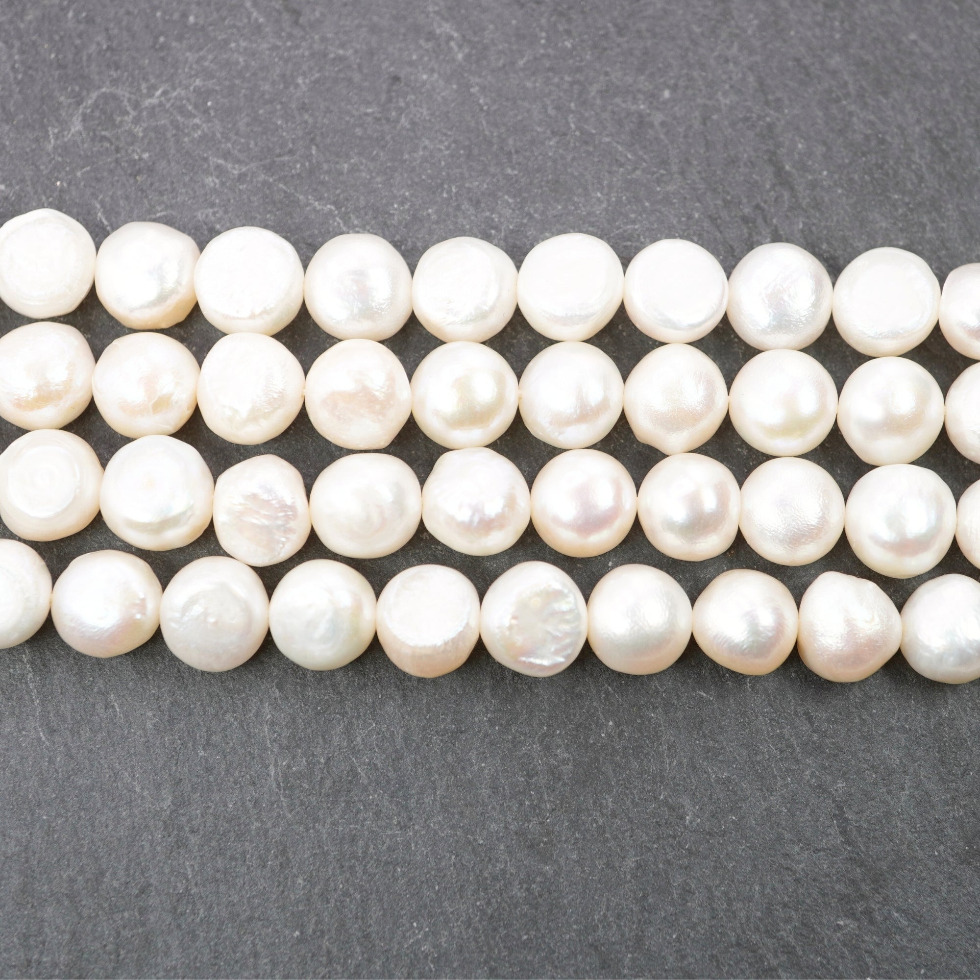White Button Freshwater Pearls Beads
