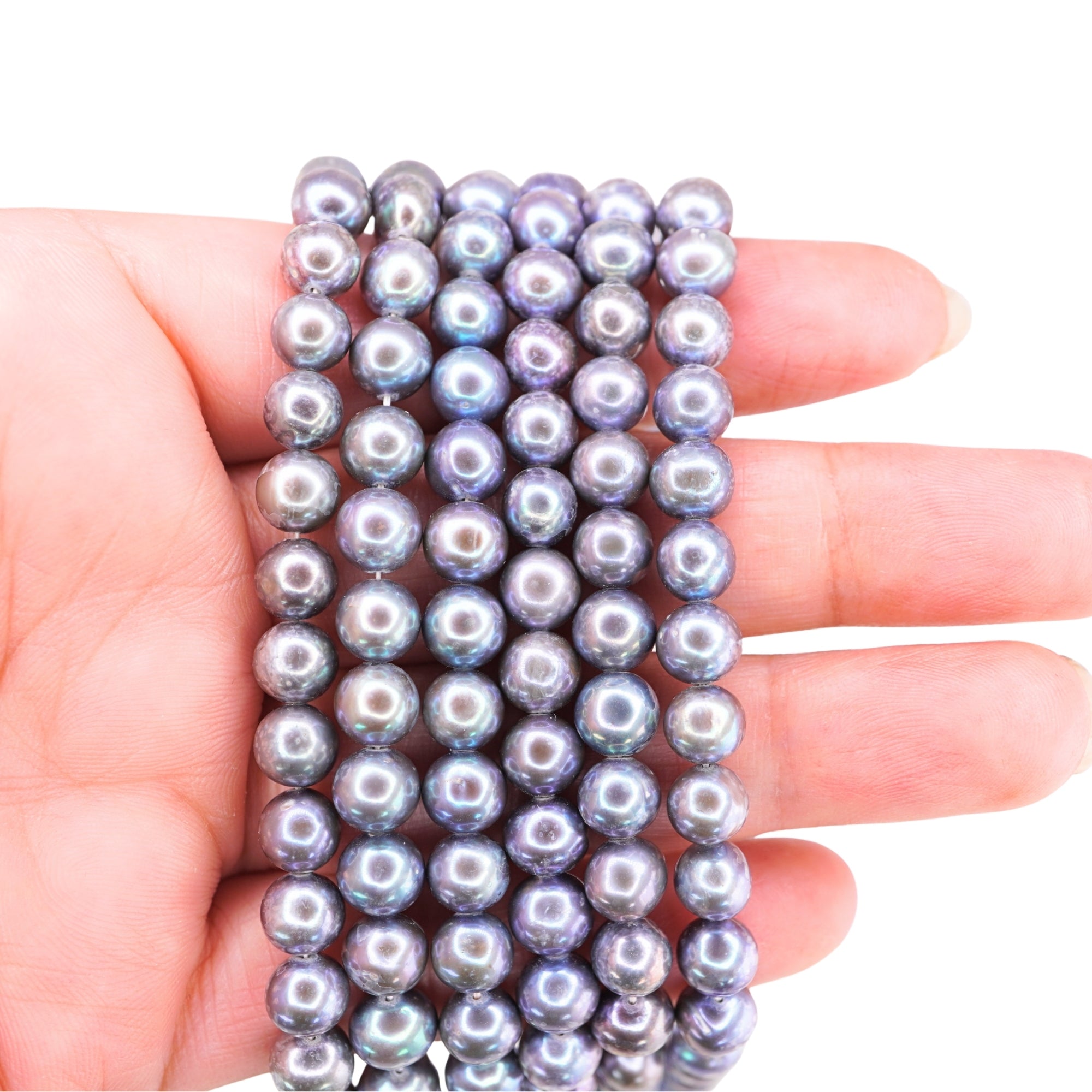 Peacock Near Round Freshwater Pearls Beads