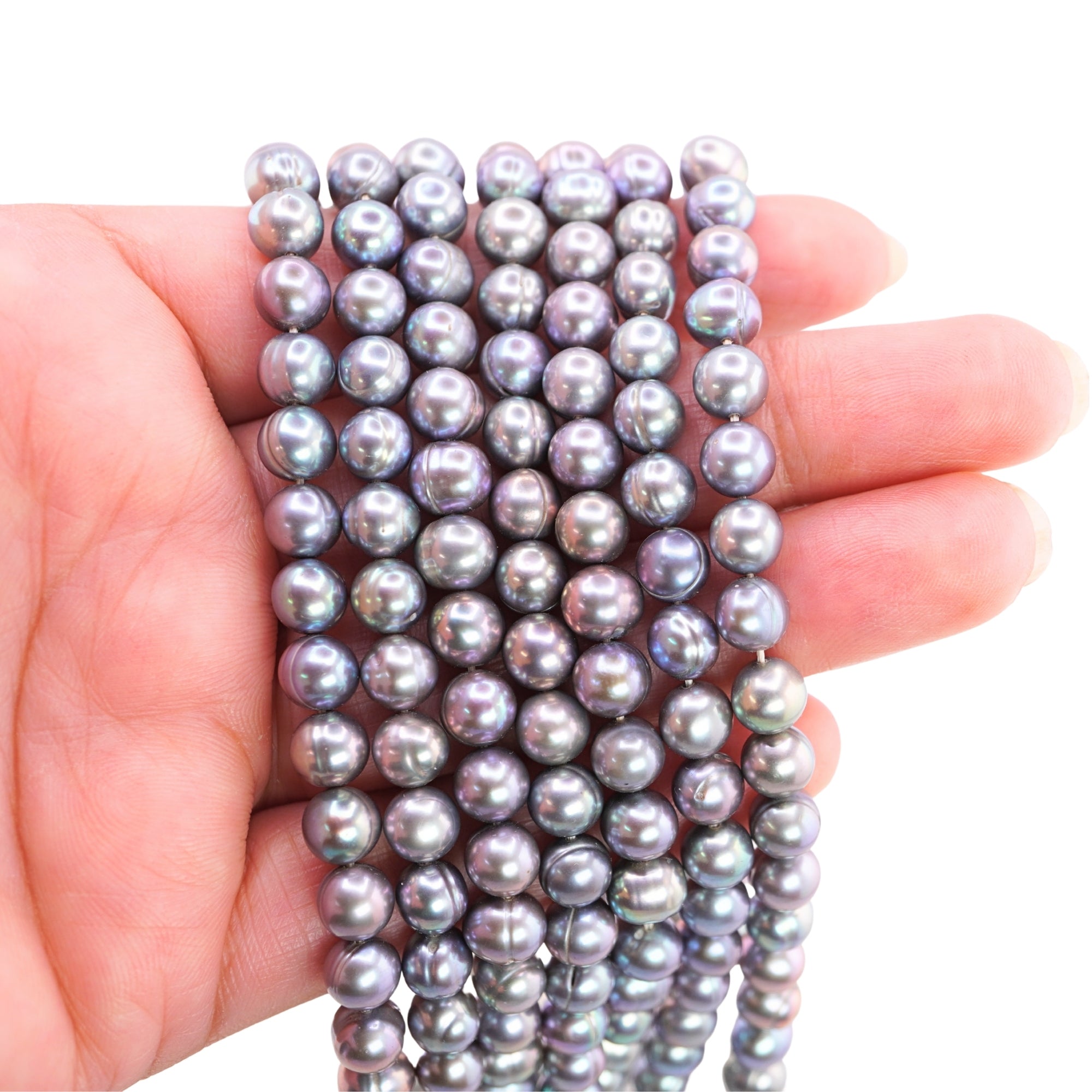 Peacock Near Round Freshwater Pearls Beads