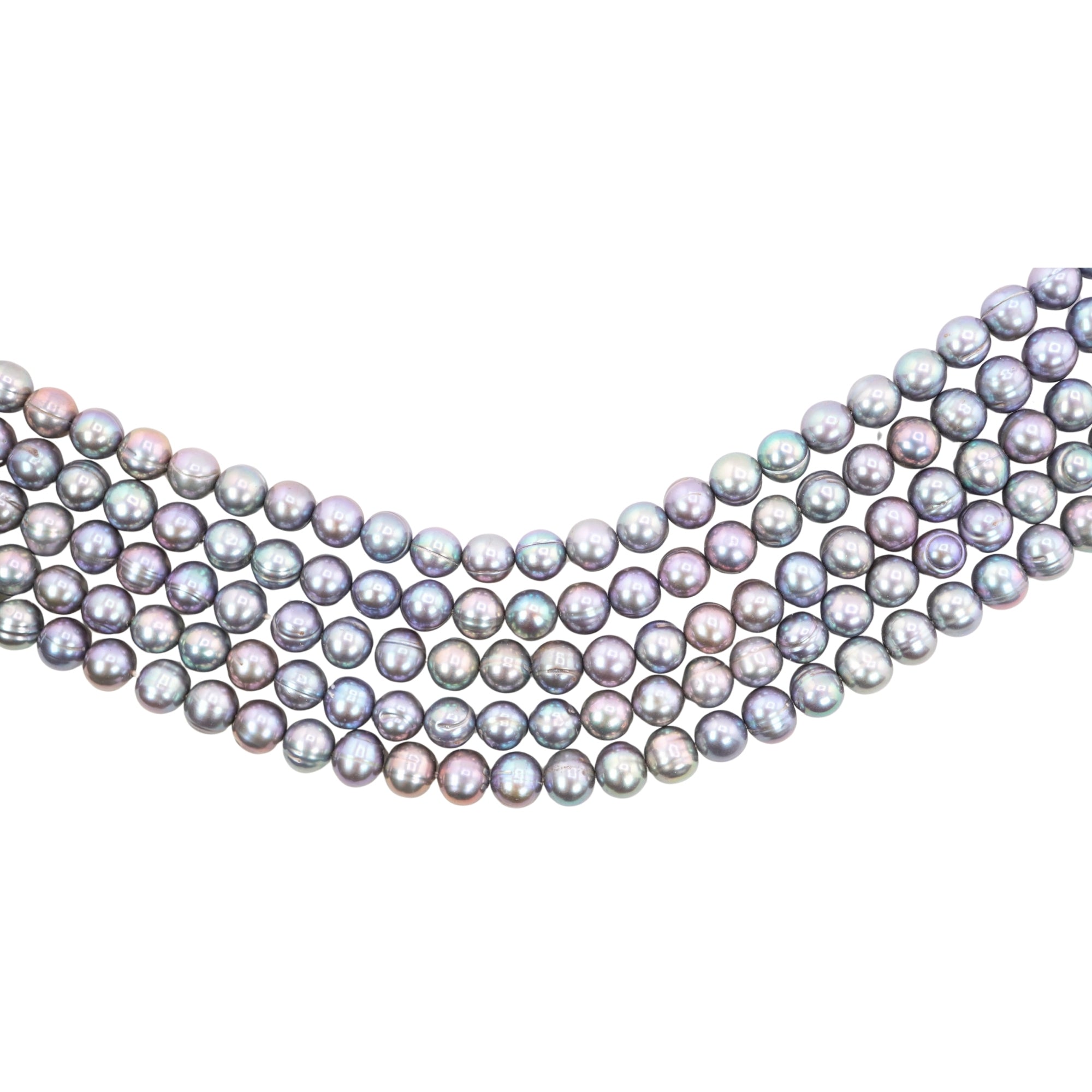 Peacock Near Round Freshwater Pearls Beads