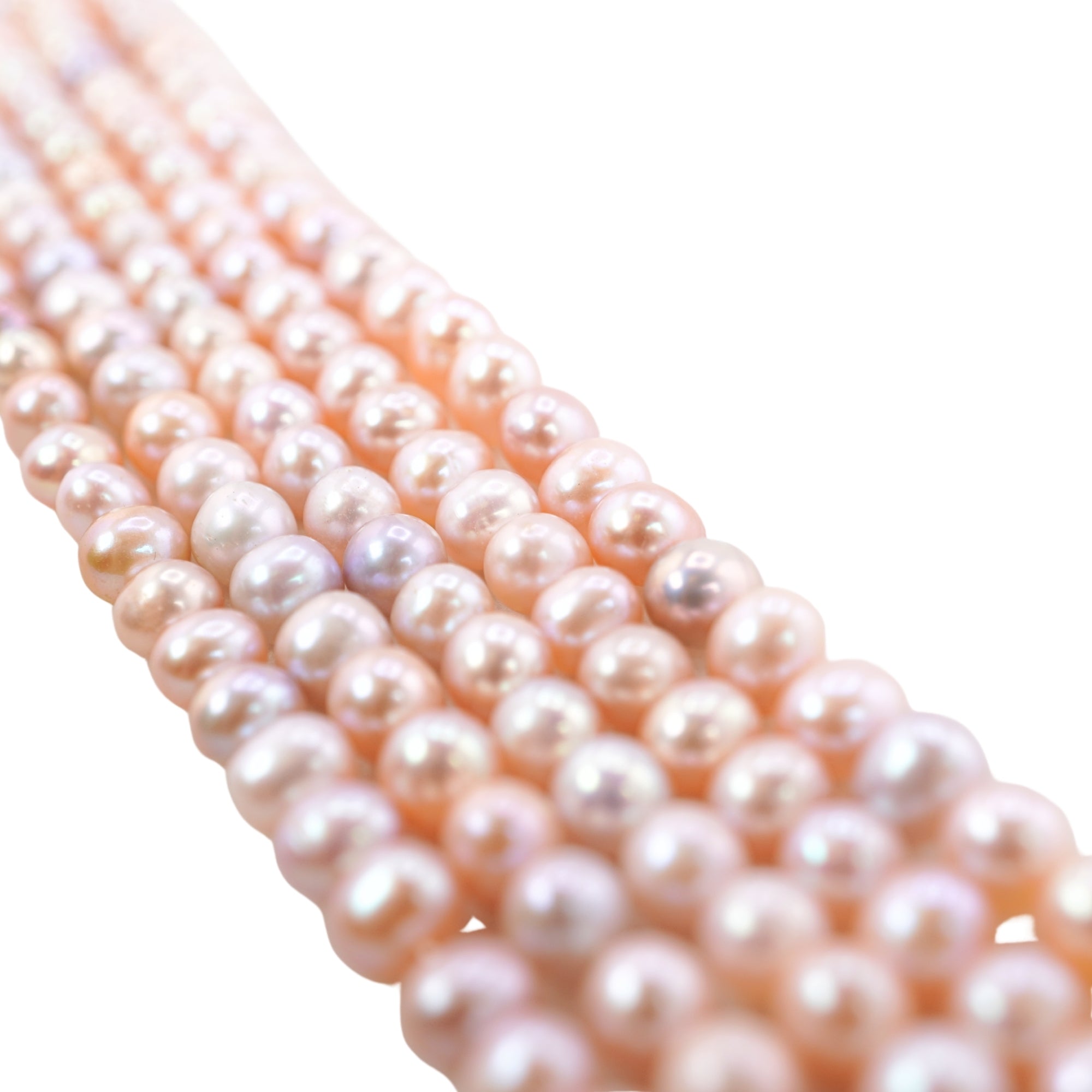 Peach Near Round Freshwater Pearls Beads
