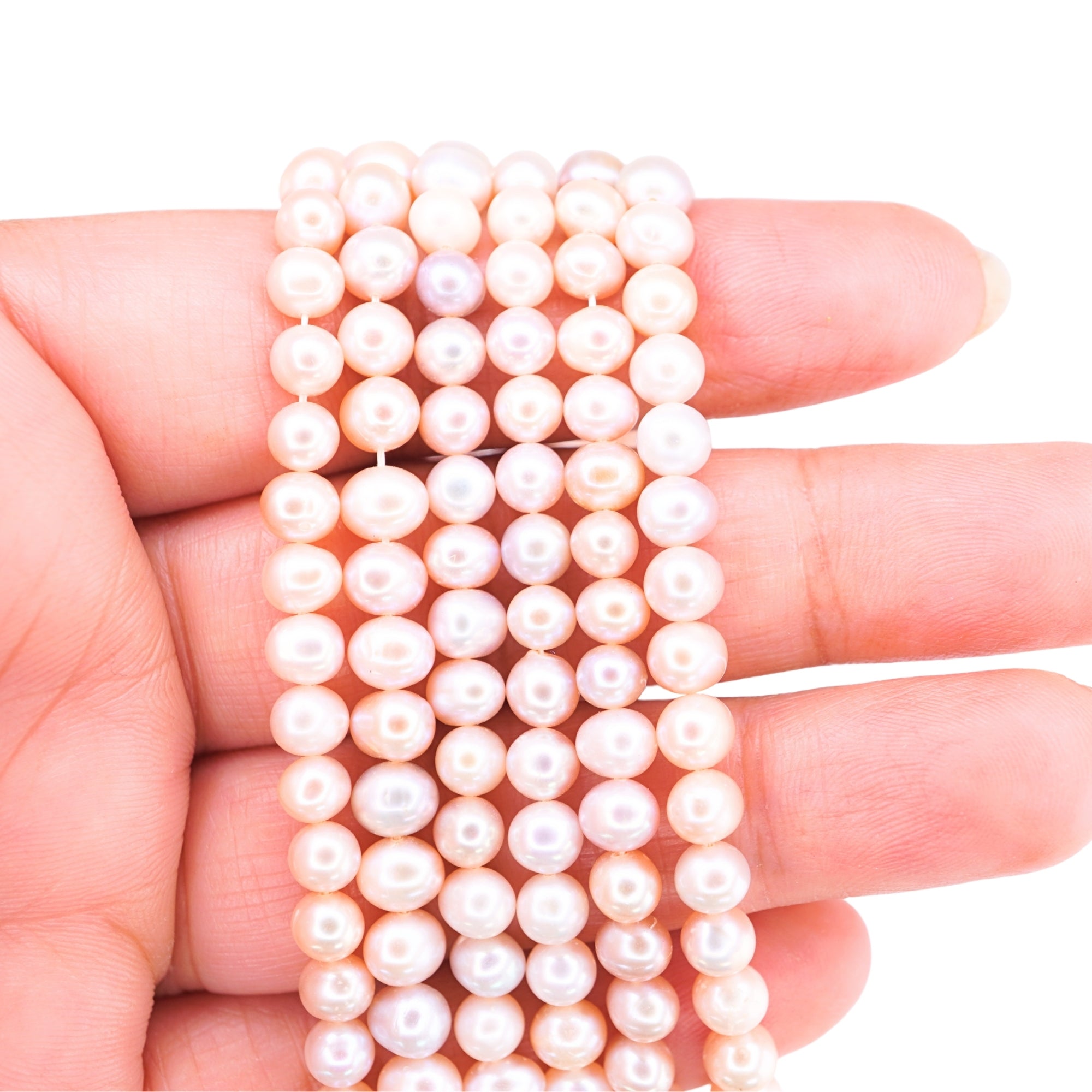 Peach Near Round Freshwater Pearls Beads