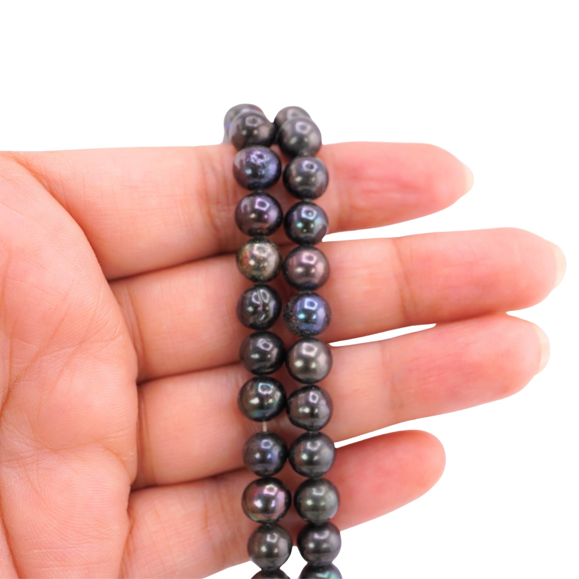 Peacock Near Round Freshwater Pearls Beads