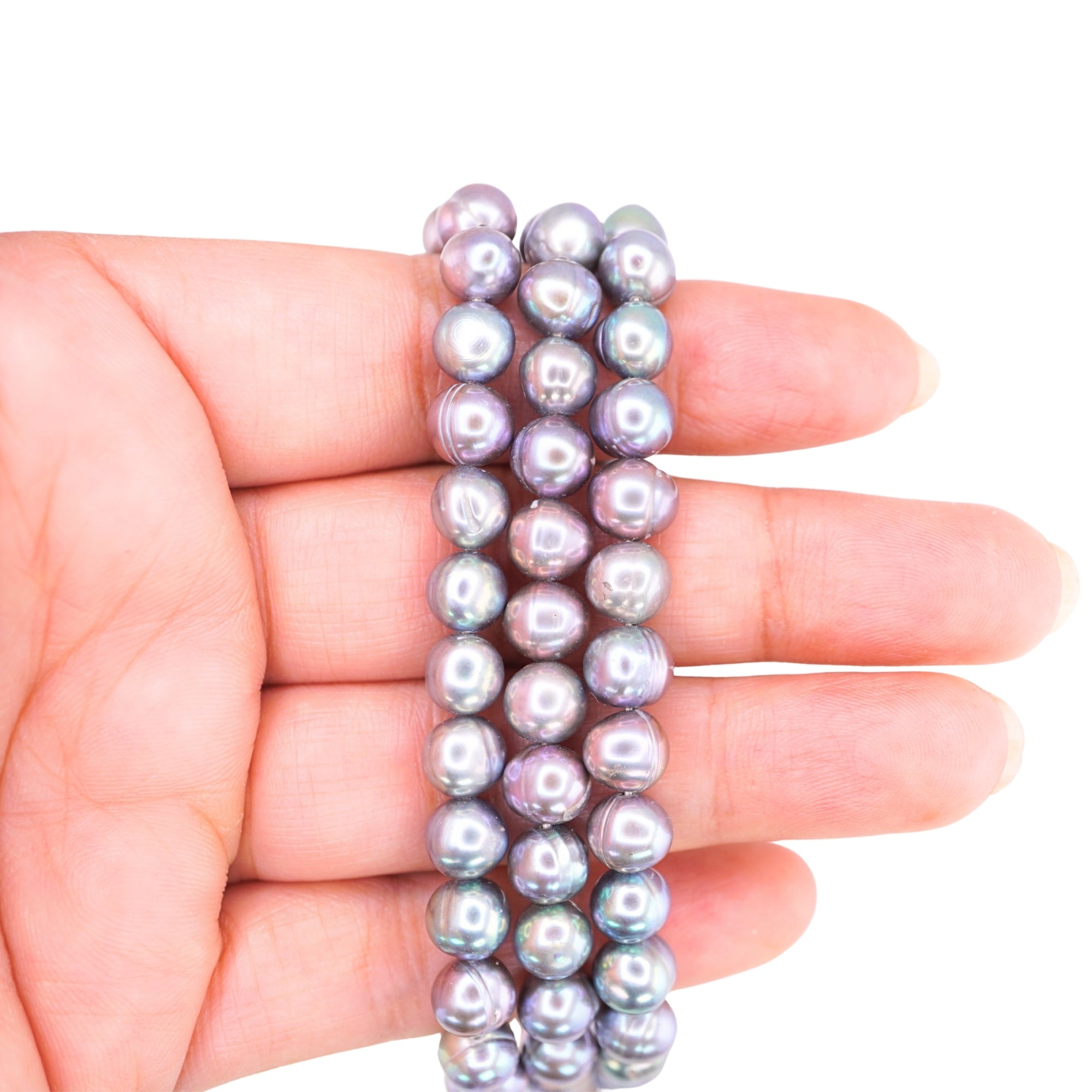 Peacock Near Round Freshwater Pearls Beads