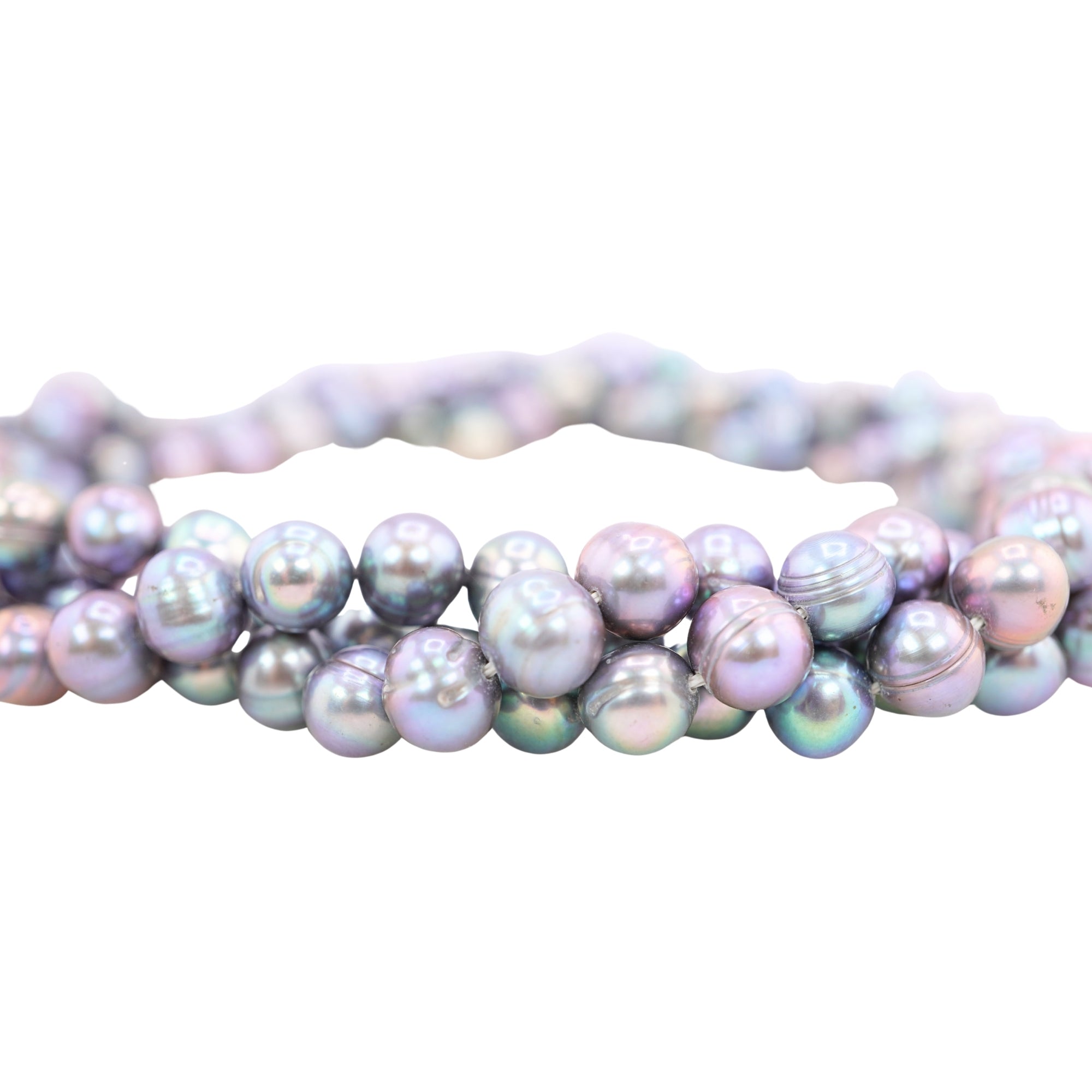 Peacock Near Round Freshwater Pearls Beads