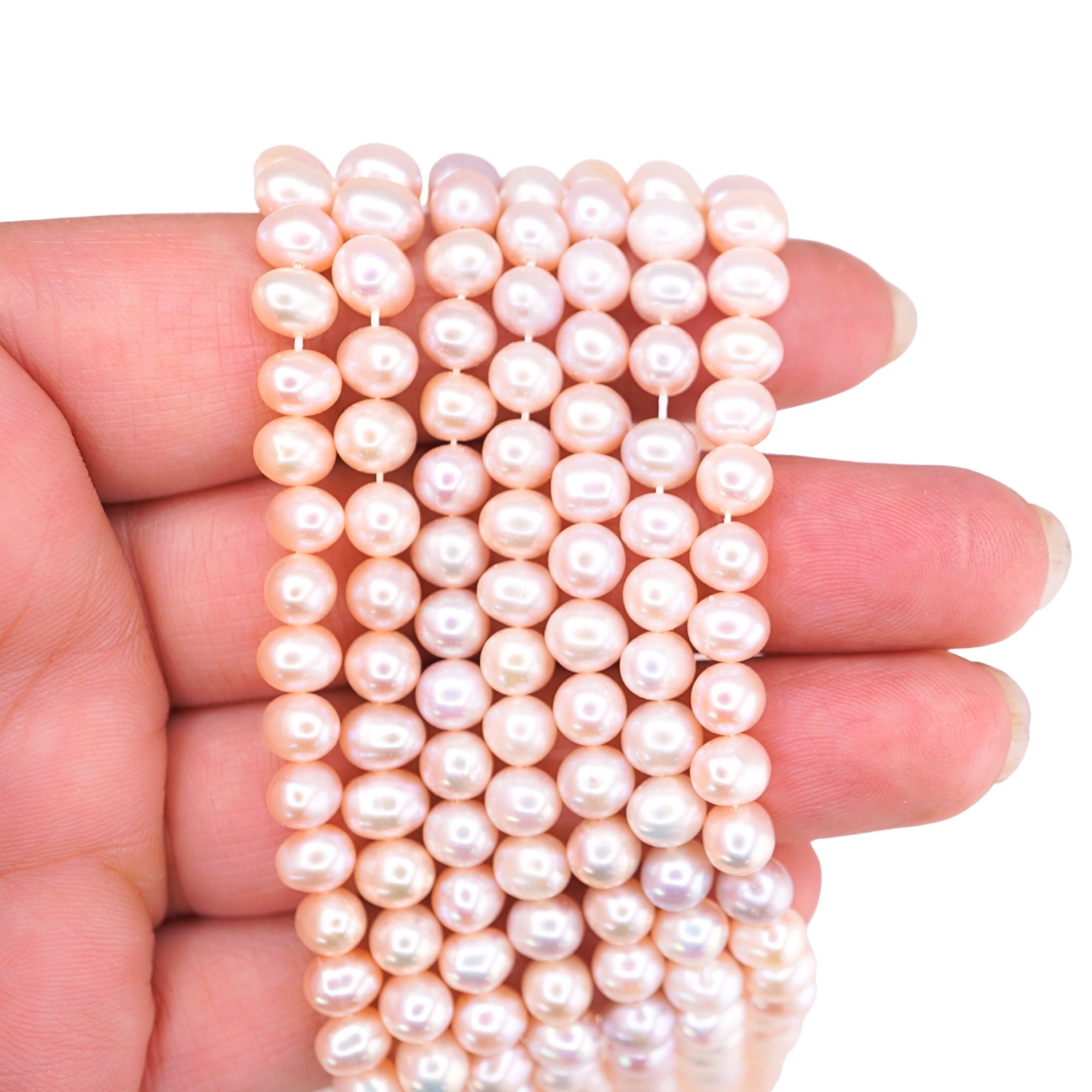 Peach Near Round Freshwater Pearls Beads